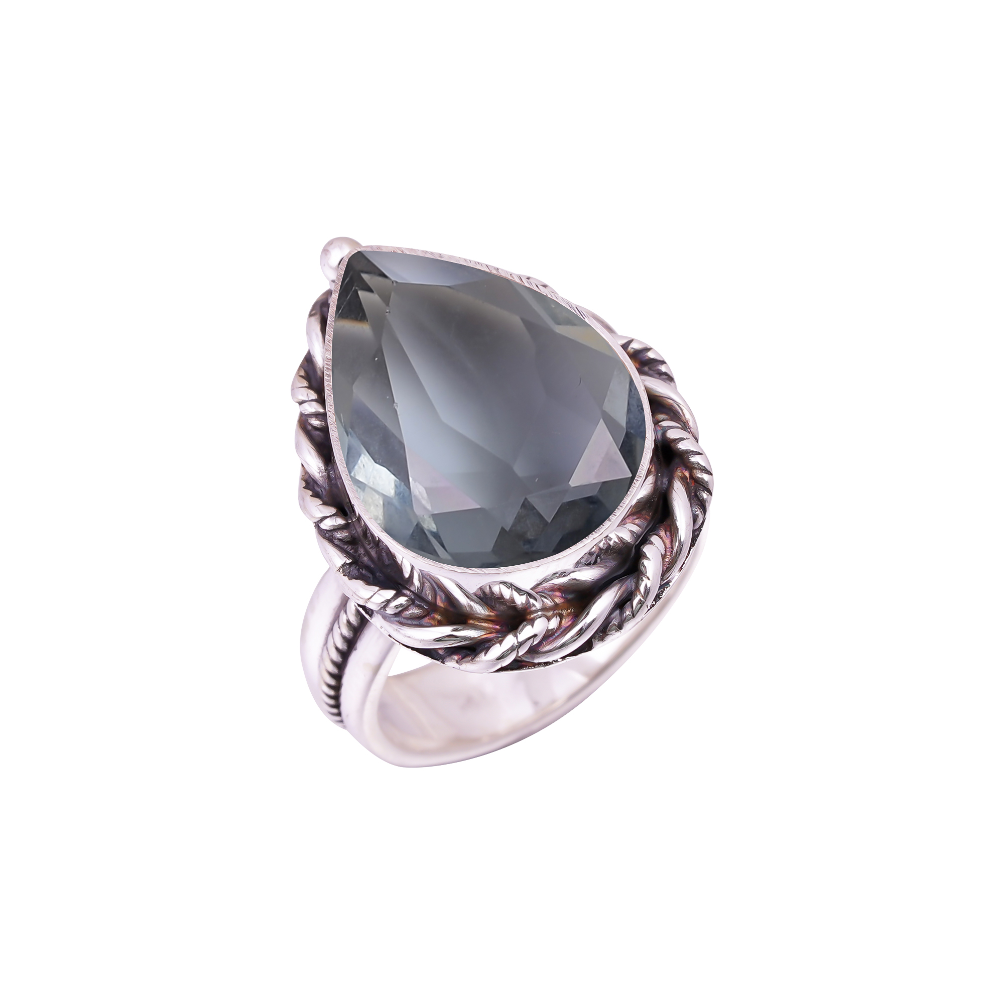 Black Tourmaline - Simulated Gemstone 925 Sterling Silver Ring