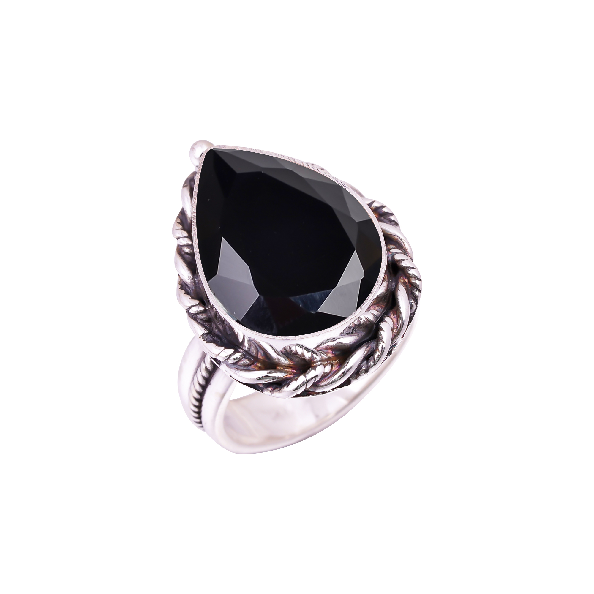 Black Onyx - Simulated Gemstone 925 Sterling Silver Ring