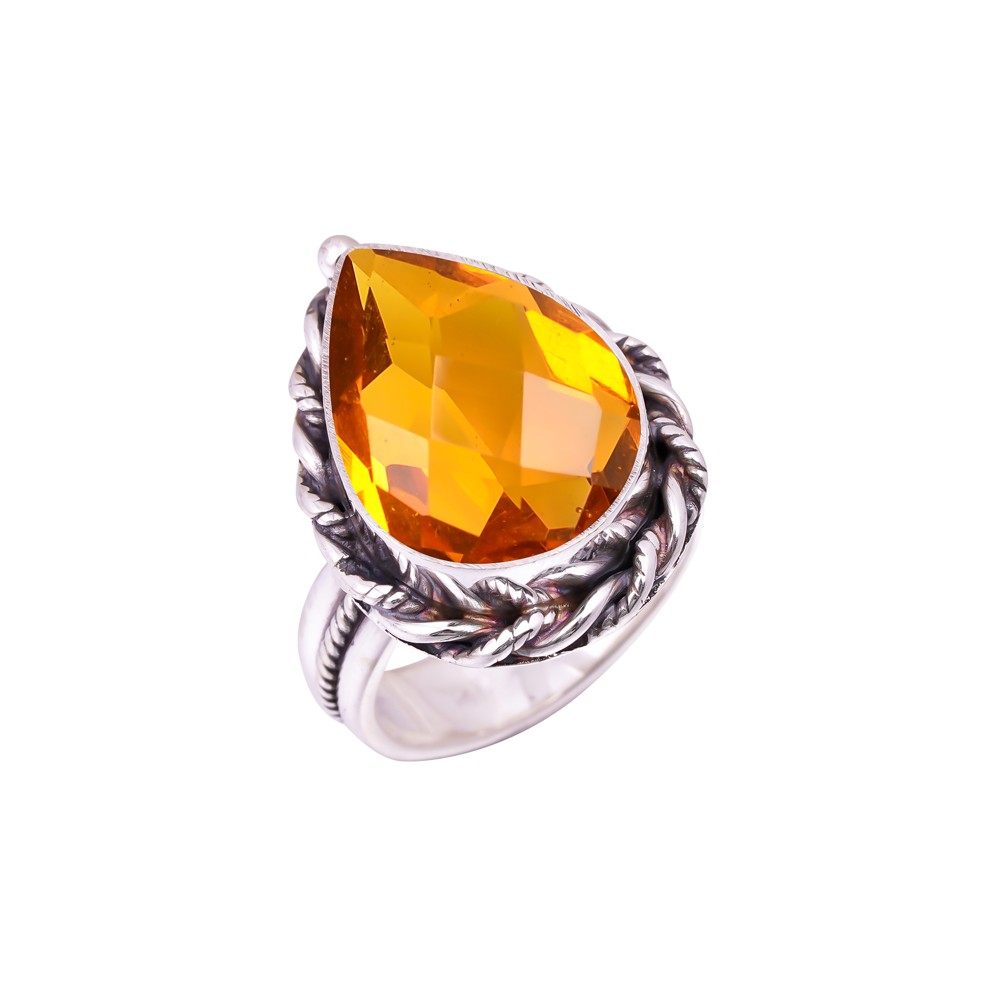 Citrine - Simulated Gemstone 925 Sterling Silver Ring