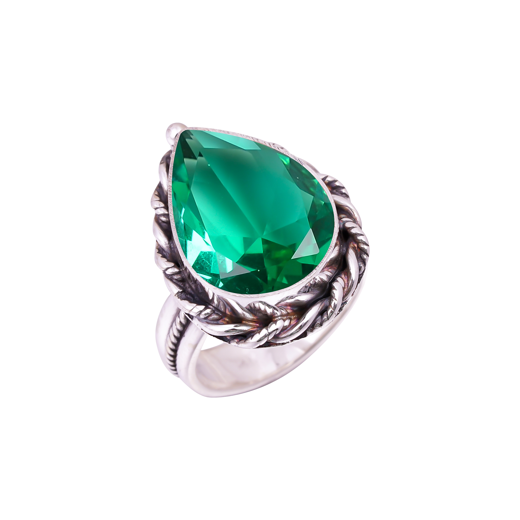 Apatite - Simulated Gemstone 925 Sterling Silver Ring