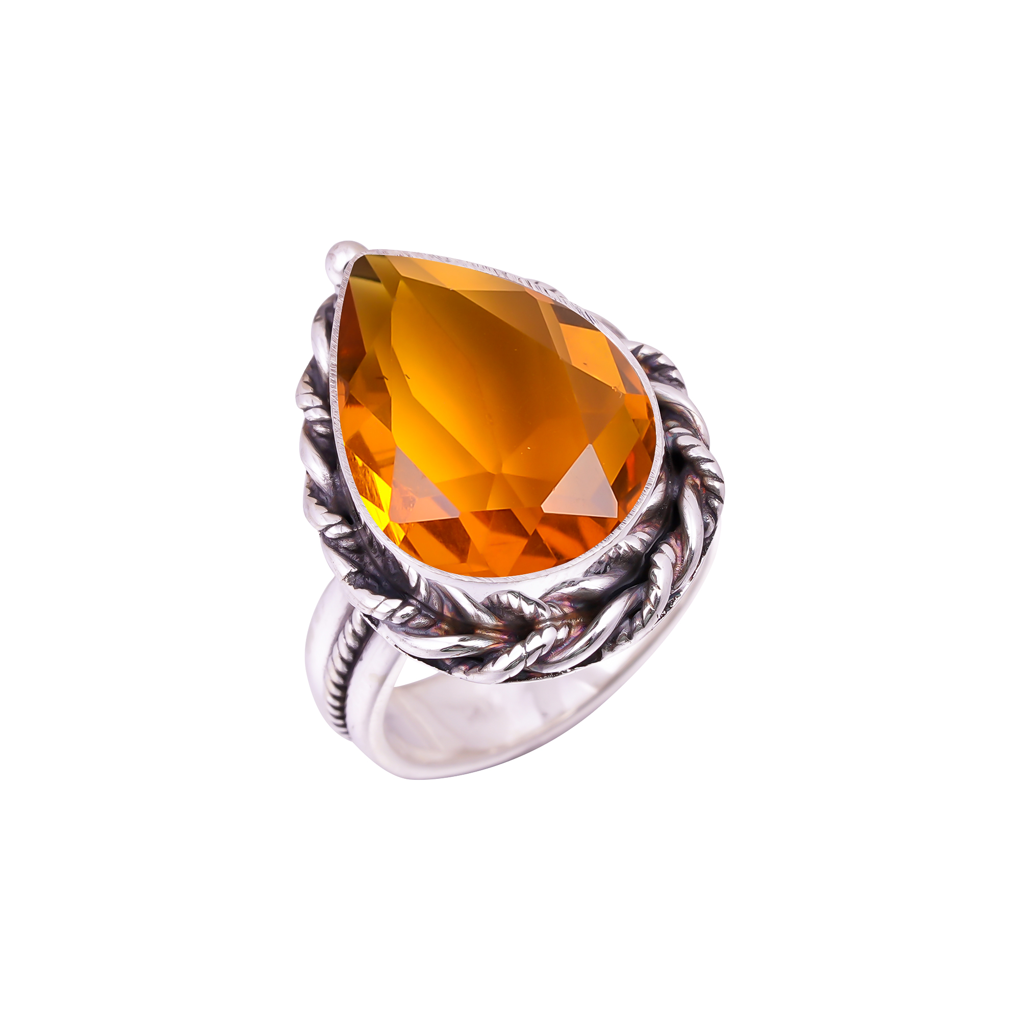 Citrine - Simulated Gemstone 925 Sterling Silver Ring