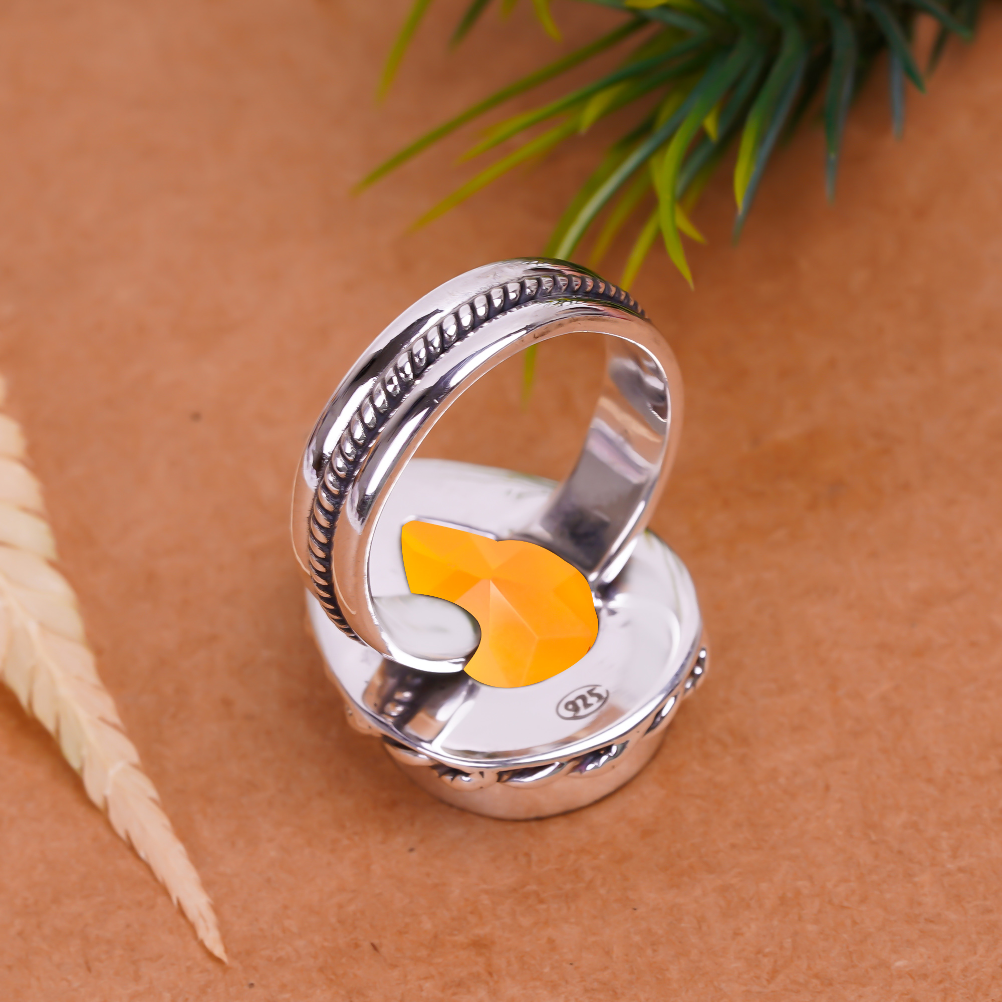 Citrine - Simulated Gemstone 925 Sterling Silver Ring