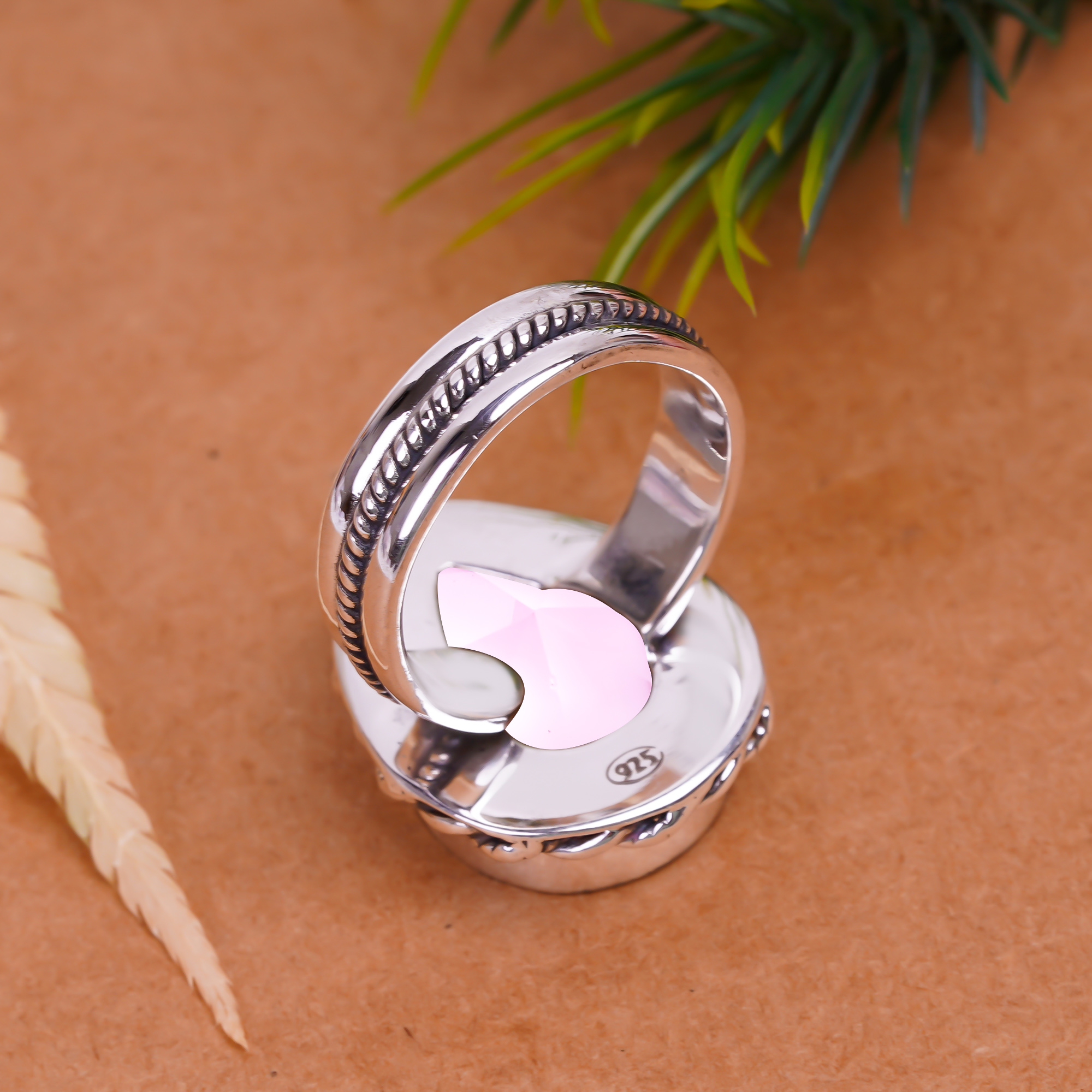 Pink Kunzite - Simulated Gemstone 925 Sterling Silver Ring