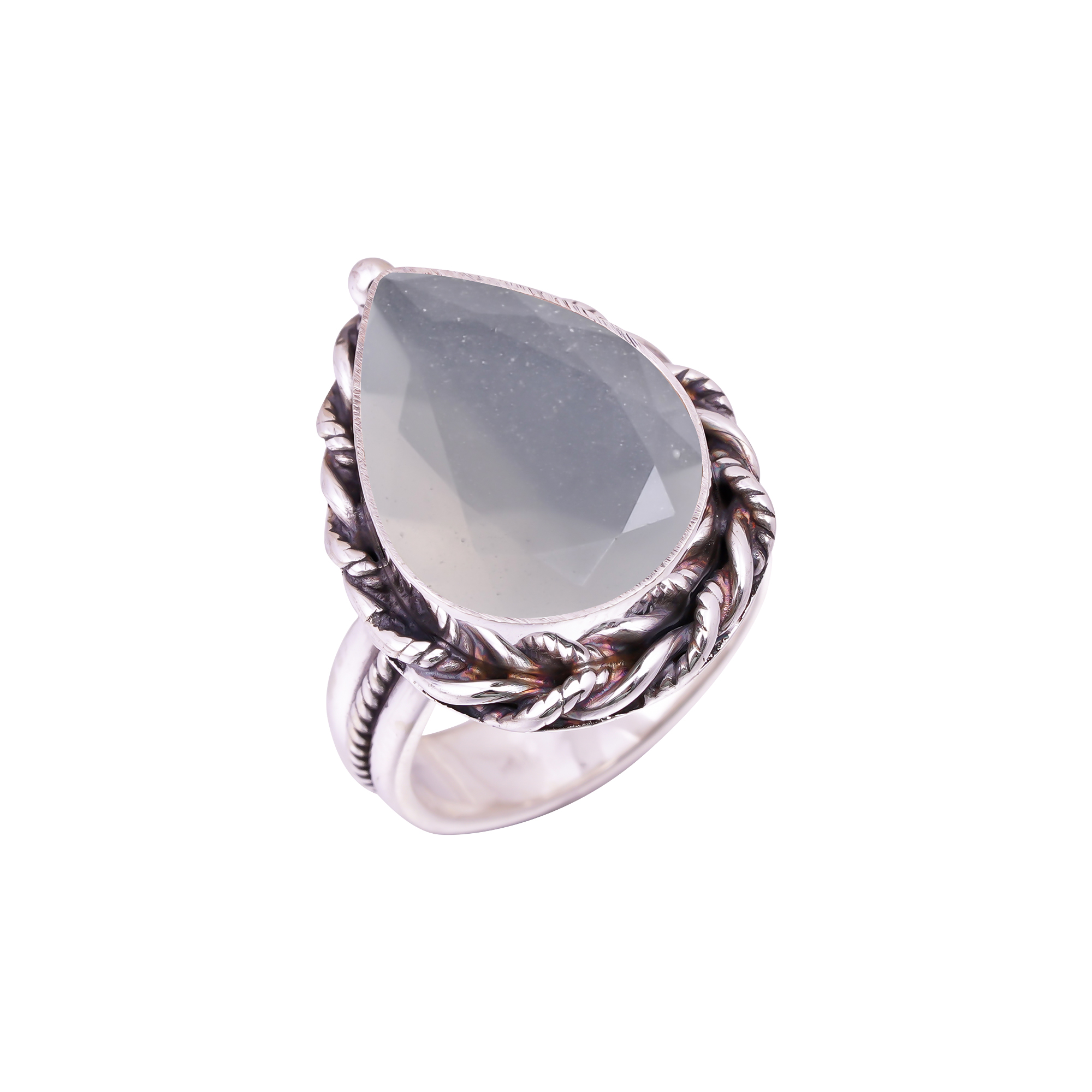 Divine Light Selenite - Simulated Gemstone 925 Sterling Silver Ring