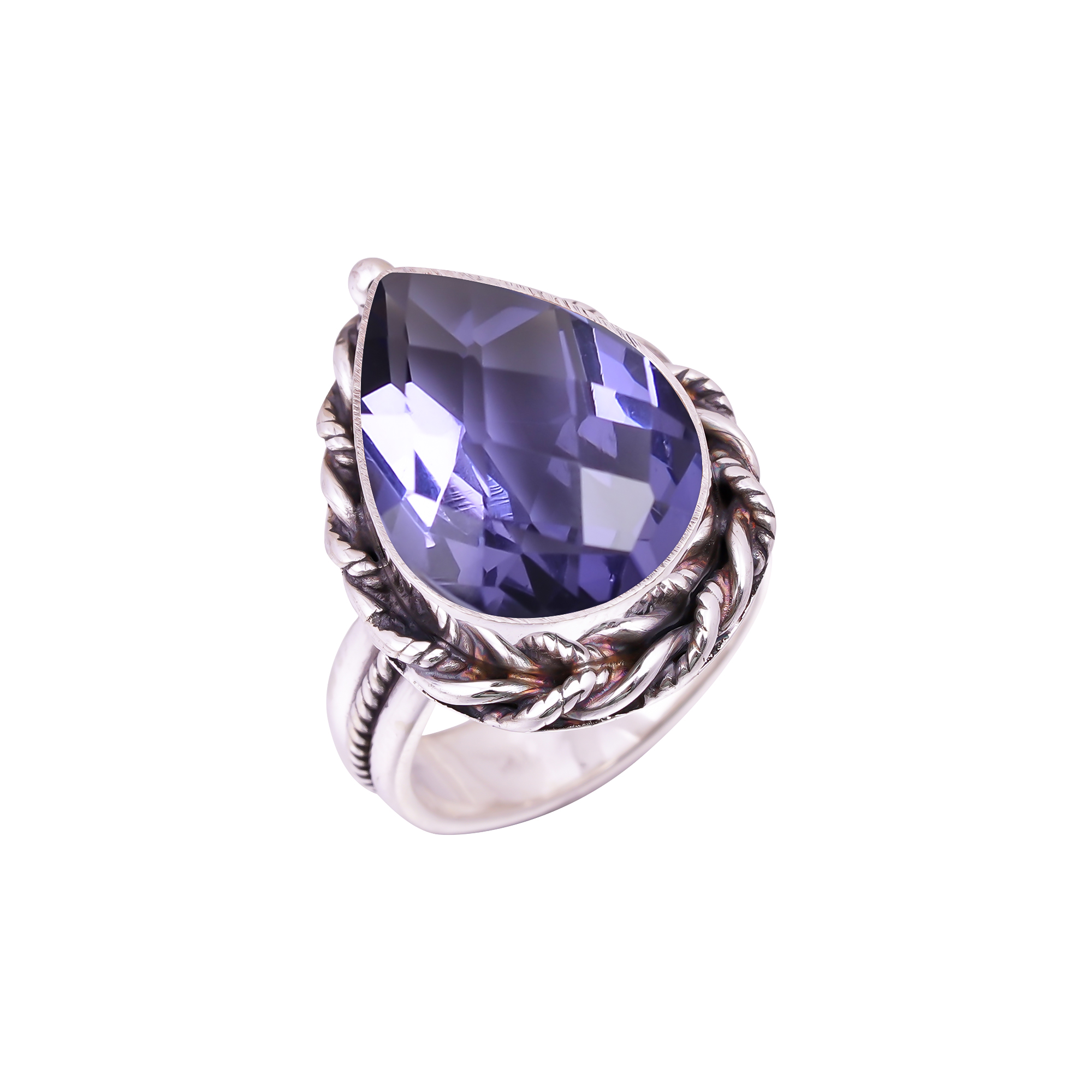 Iolite - Simulated Gemstone 925 Sterling Silver Ring