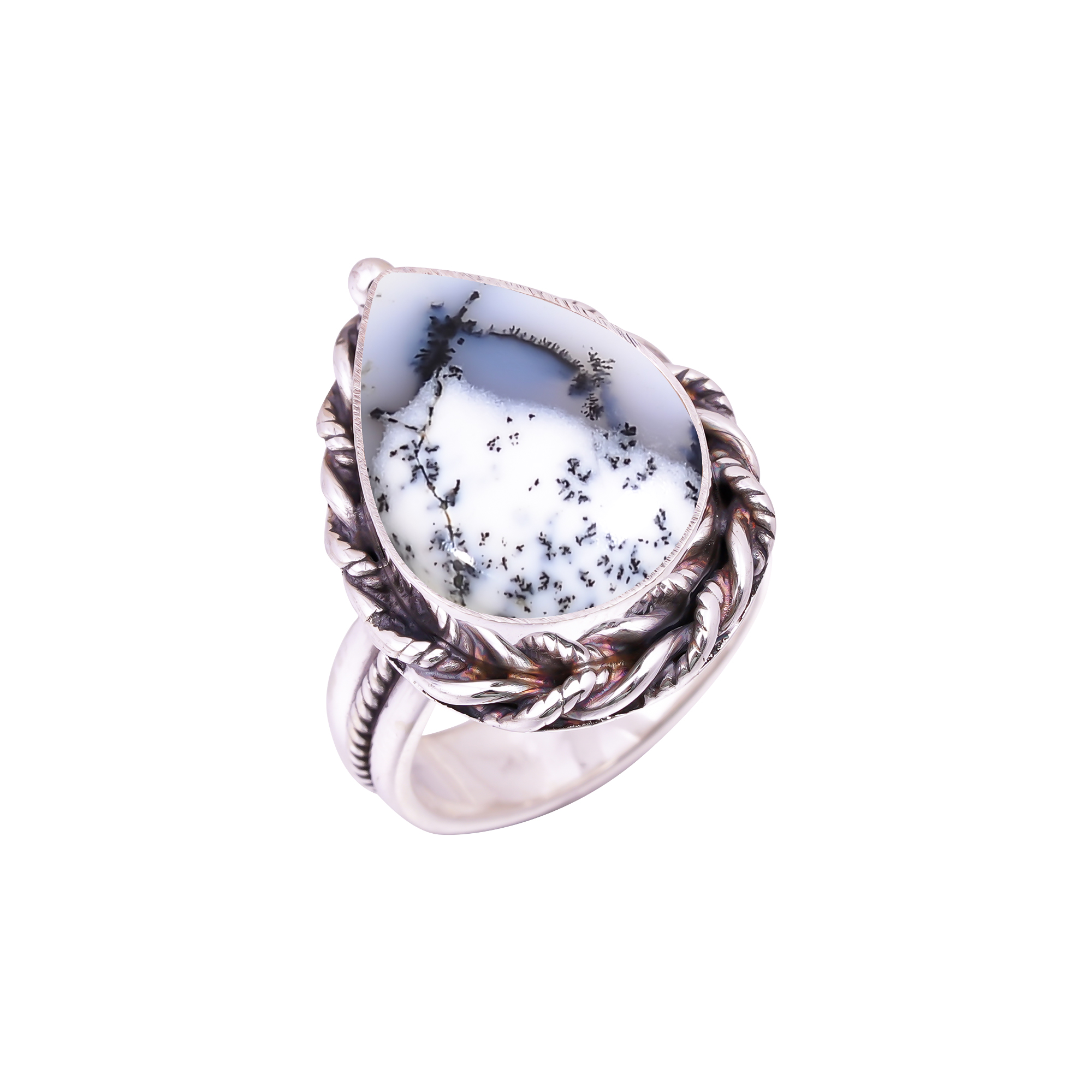 Dendritic Agate - Brazil Gemstone 925 Sterling Silver Ring