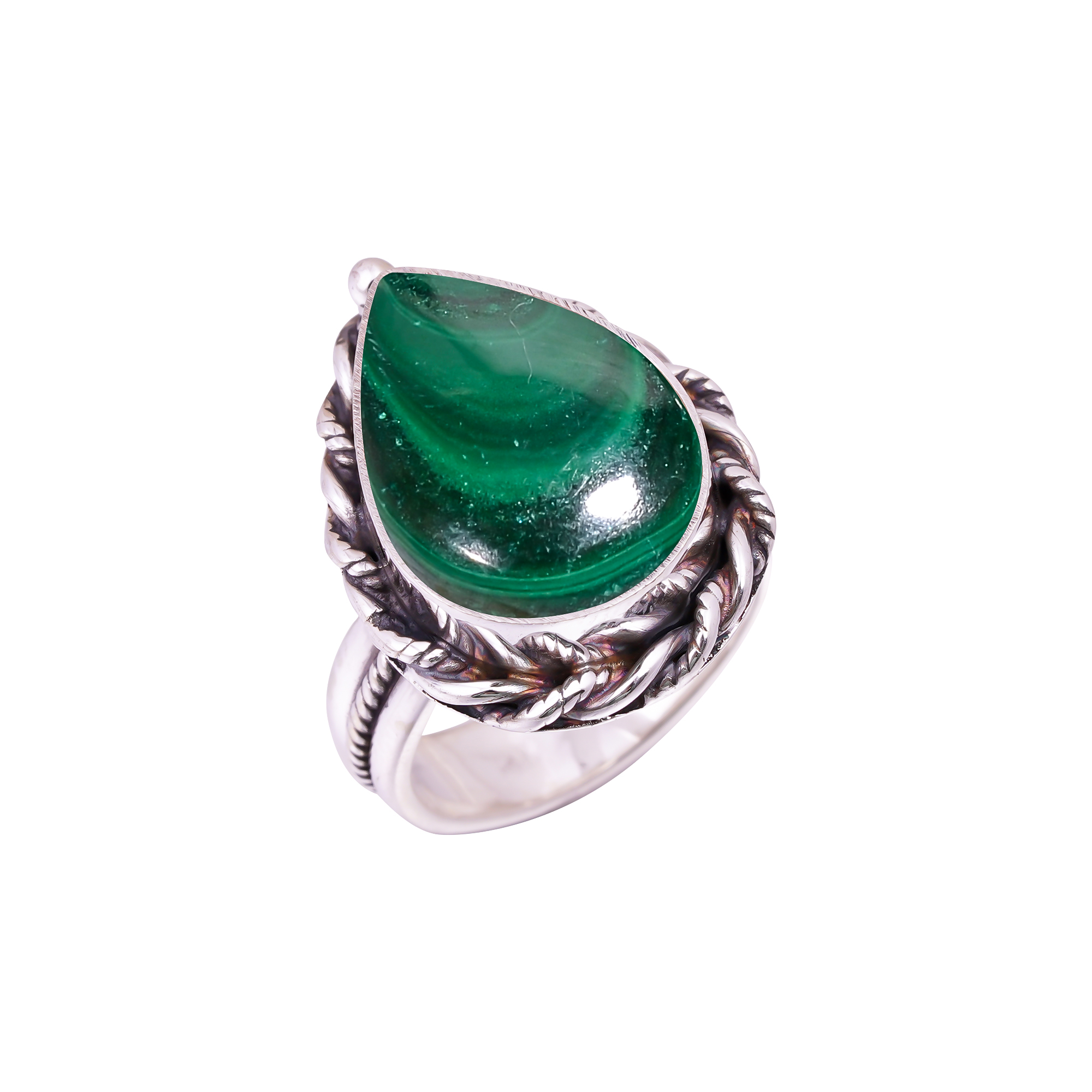Malachite - Congo Gemstone 925 Sterling Silver Ring