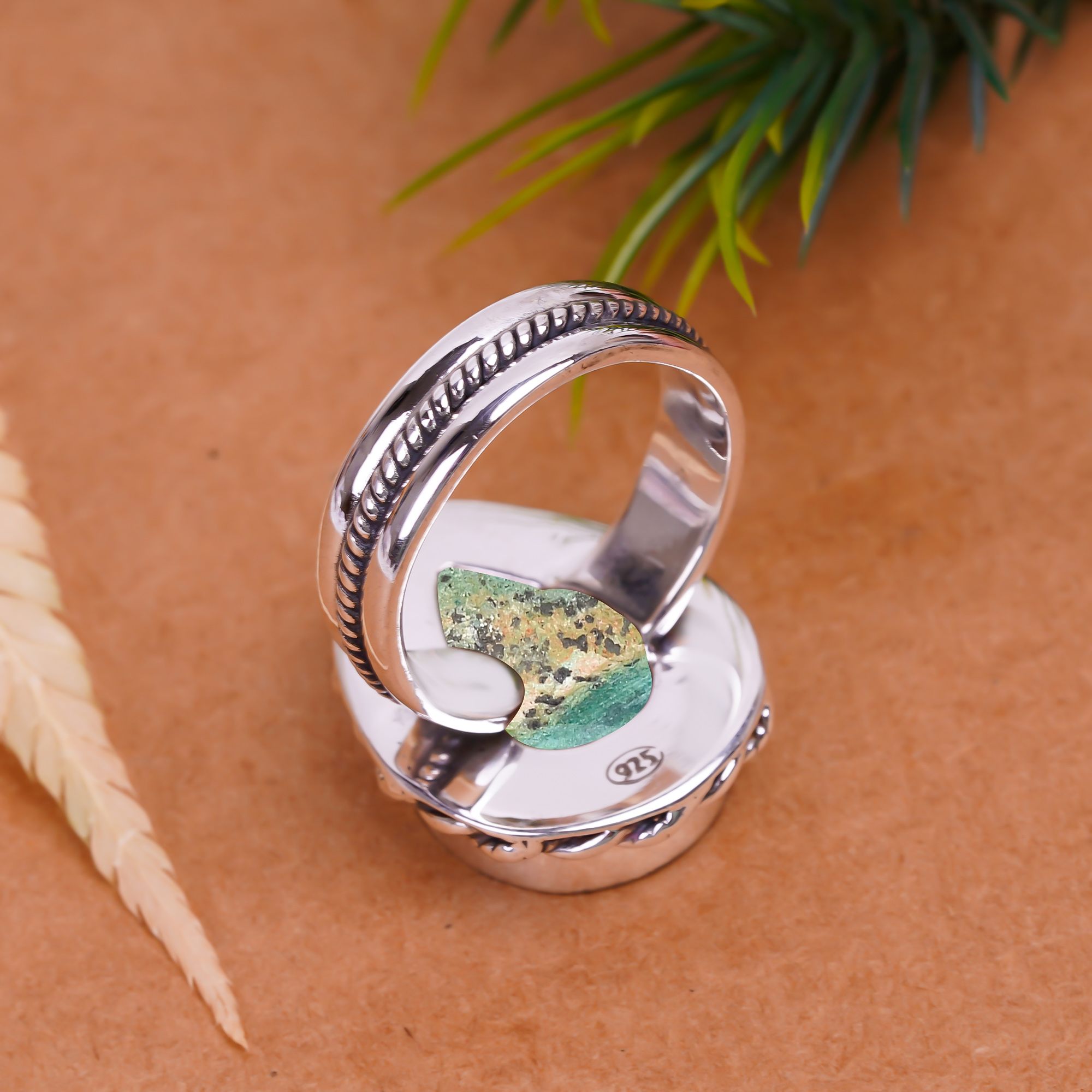 Malachite - Congo Gemstone 925 Sterling Silver Ring
