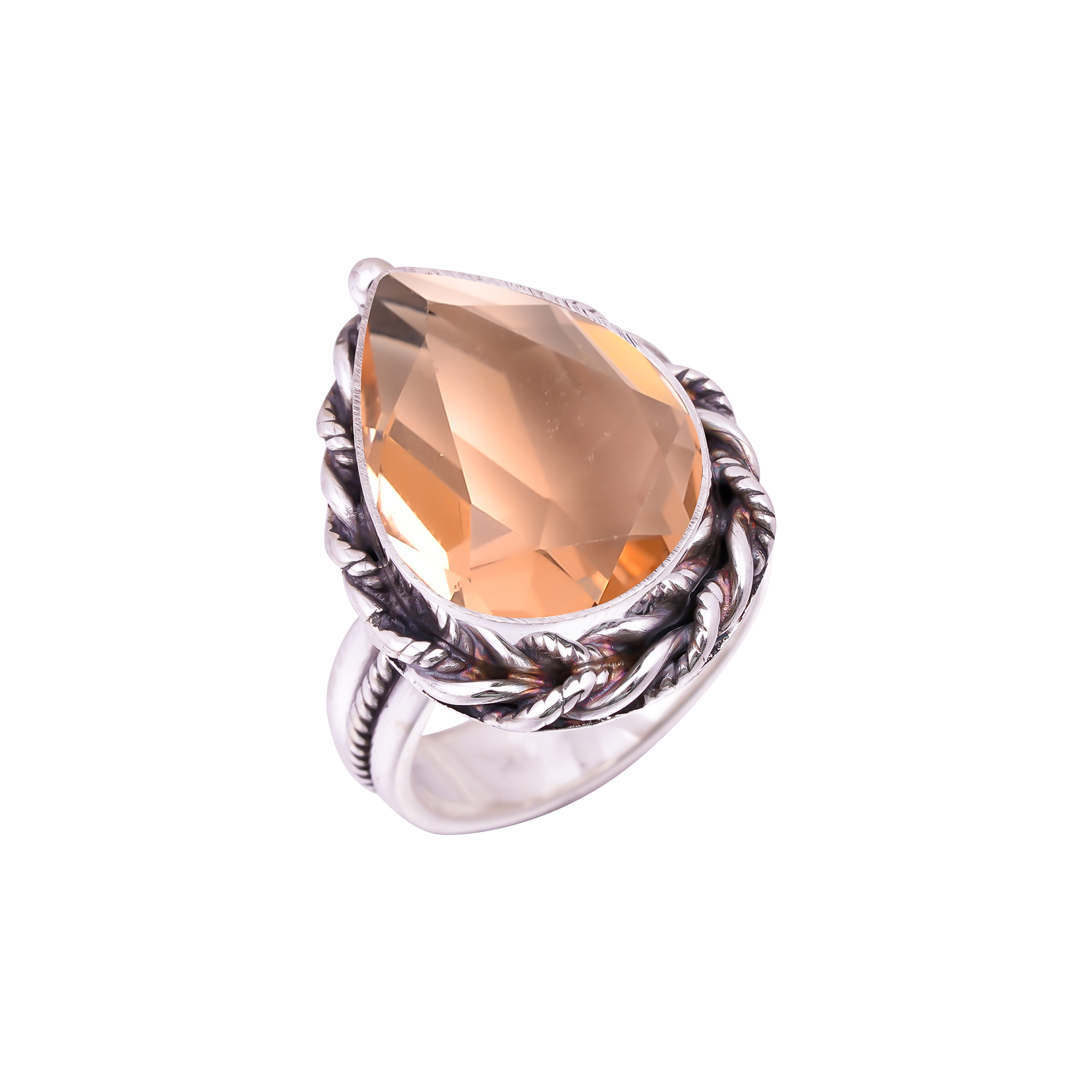 Morganite - Simulated Gemstone 925 Sterling Silver Ring