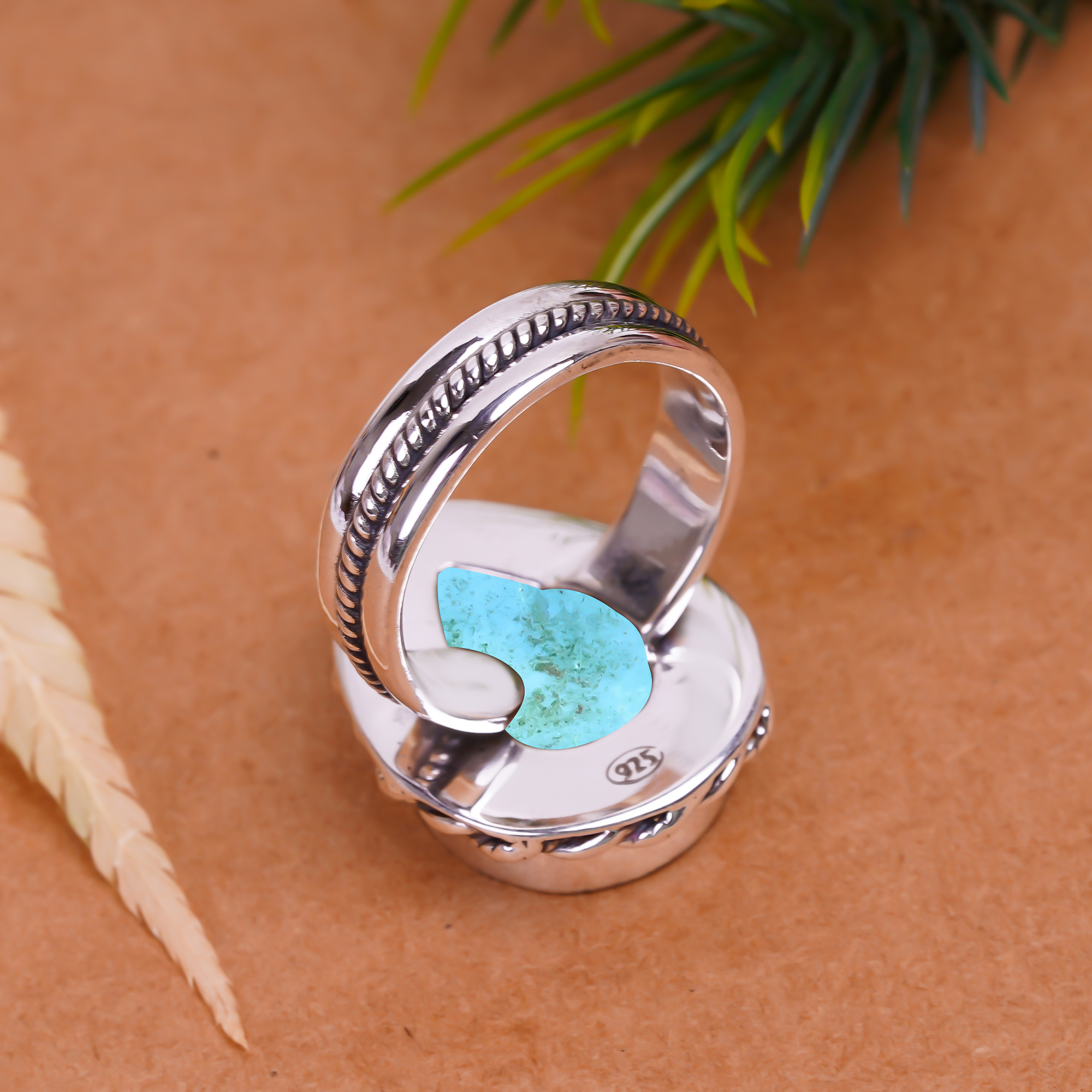 Magnesite Turquoise Gemstone 925 Sterling Silver Ring