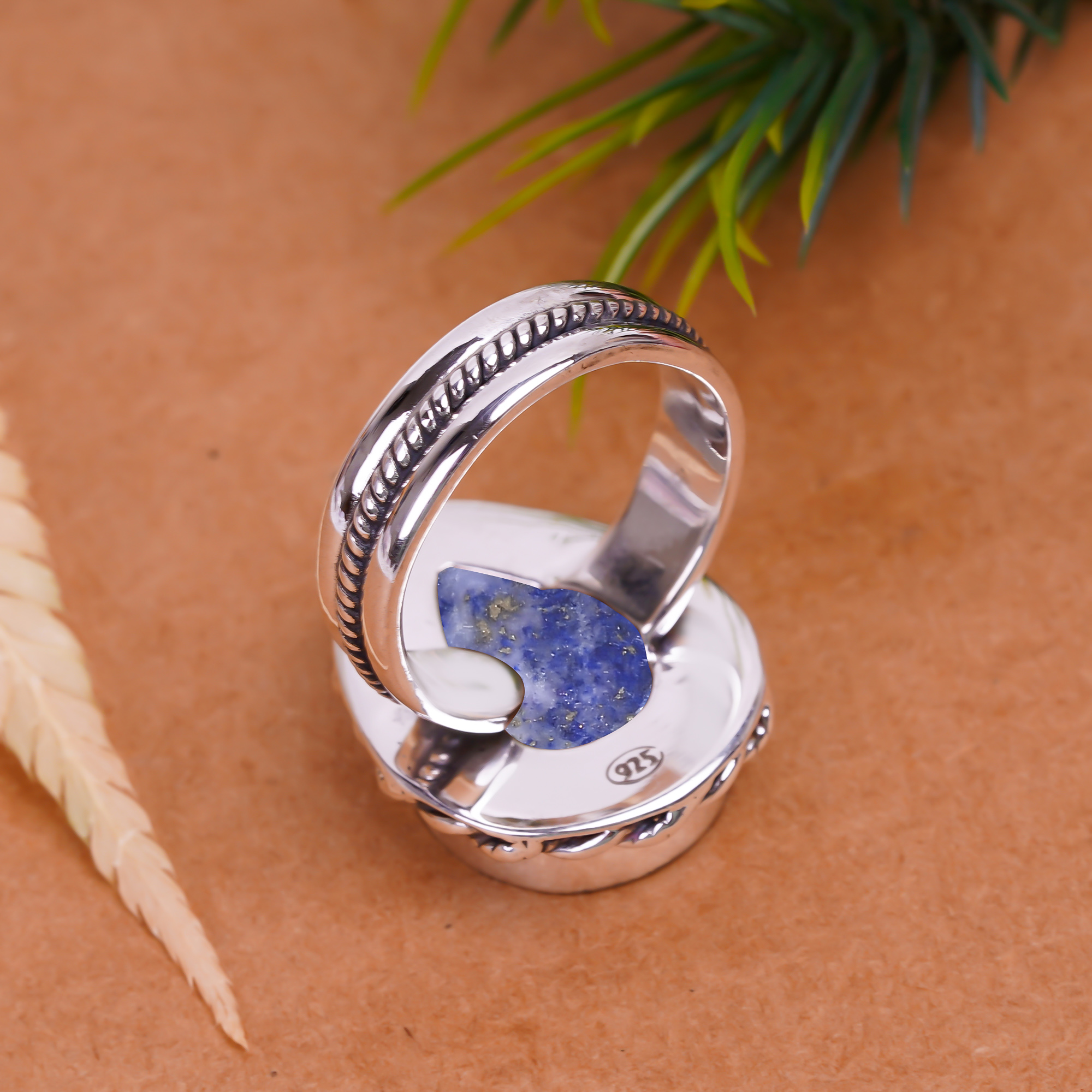 Natural Lapis Lazuli - Afghanistan Gemstone 925 Sterling Silver Ring