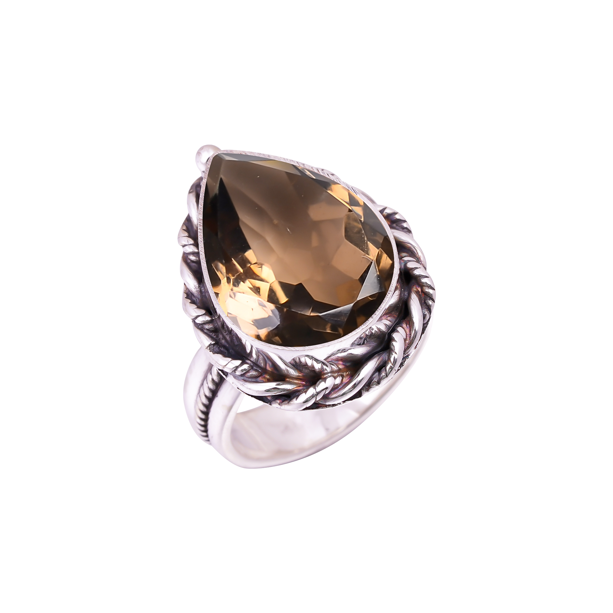 Smokey - Simulated Gemstone 925 Sterling Silver Ring