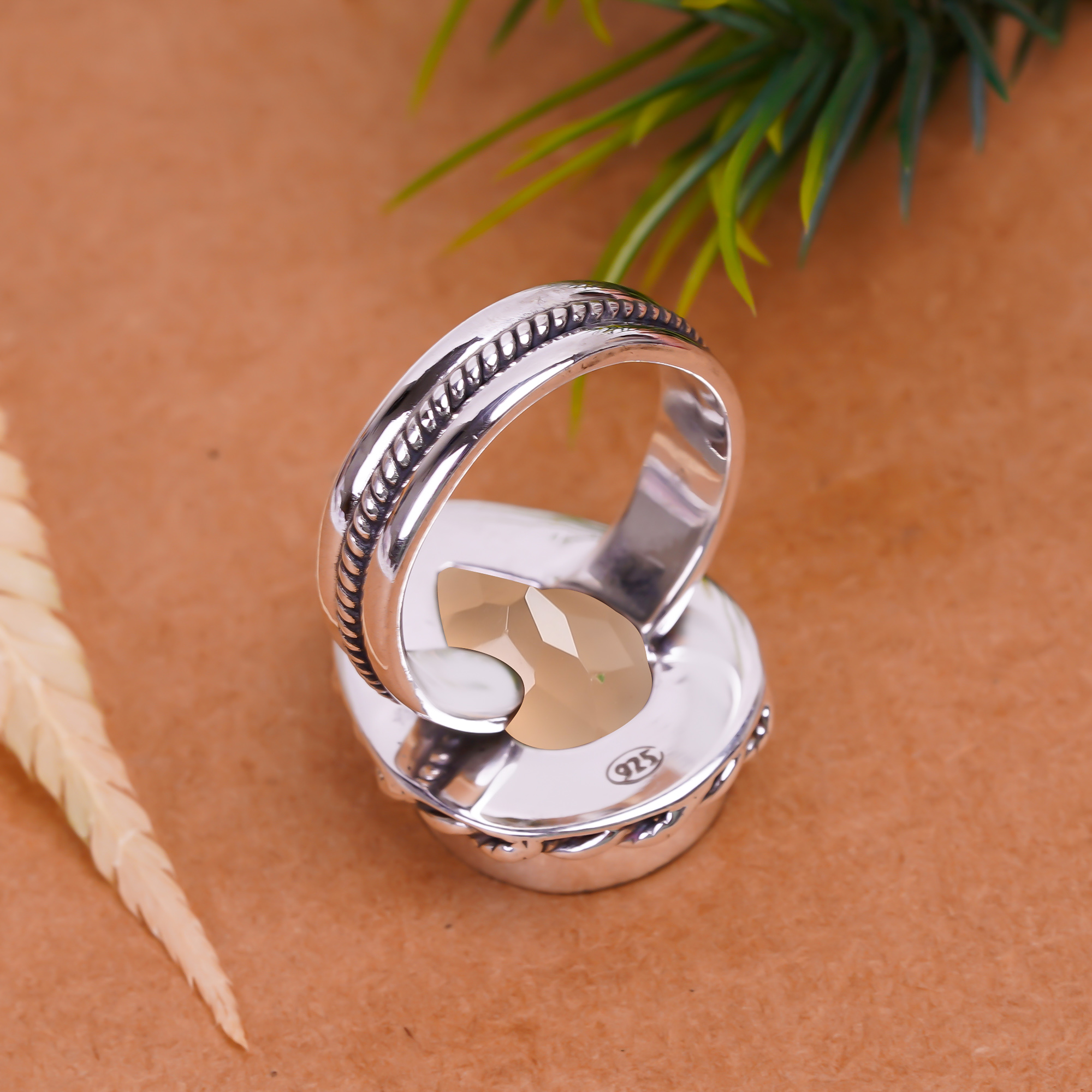 Smokey - Simulated Gemstone 925 Sterling Silver Ring
