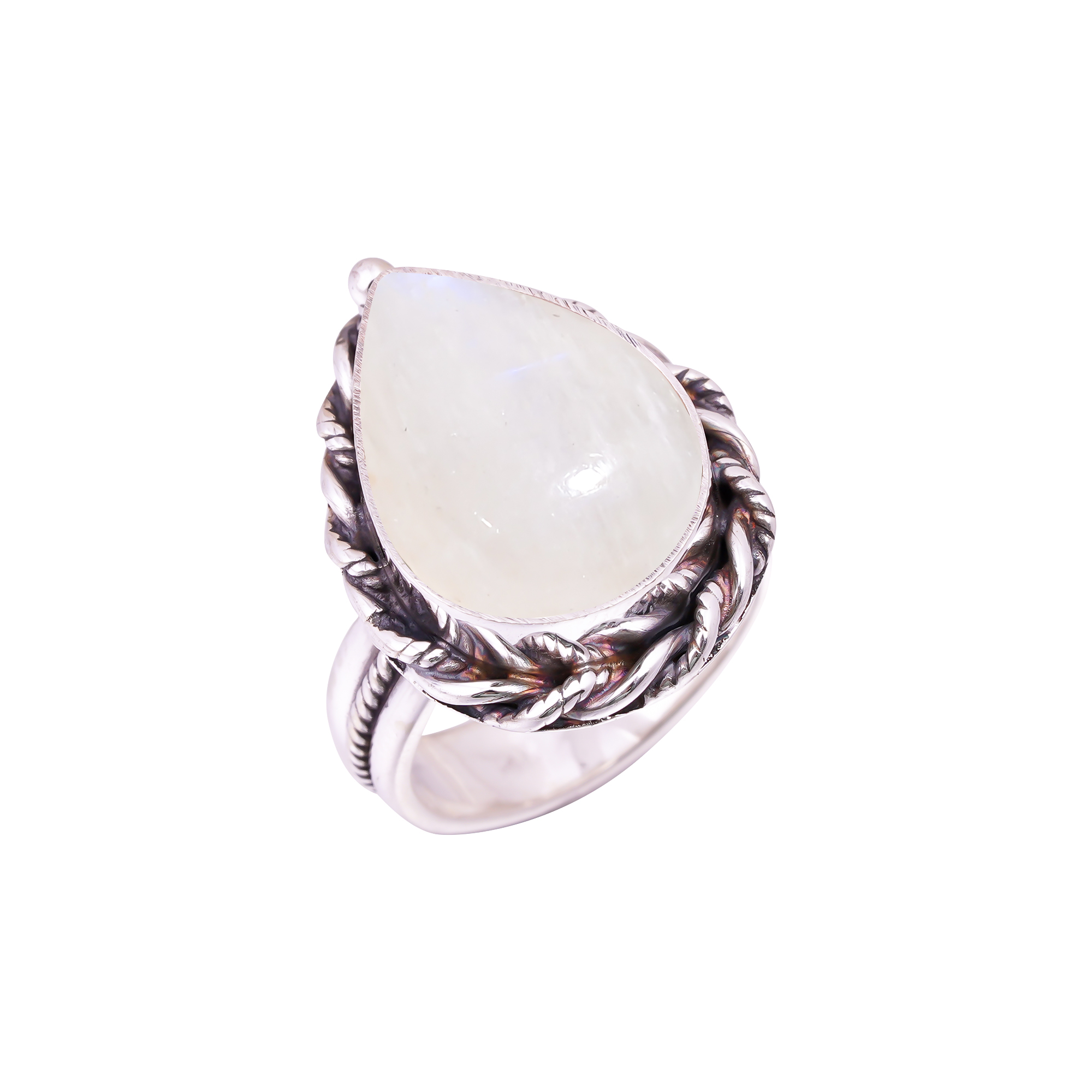 Rainbow Moonstone - India Gemstone 925 Sterling Silver Ring