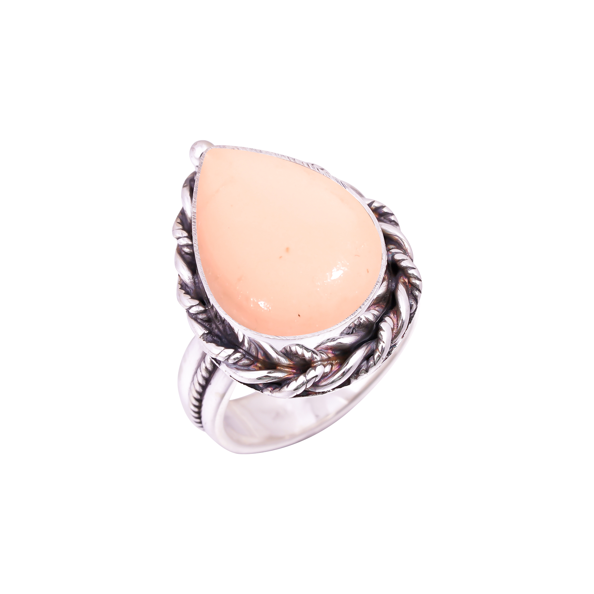 Pink Opal - Simulated   Gemstone 925 Sterling Silver Ring