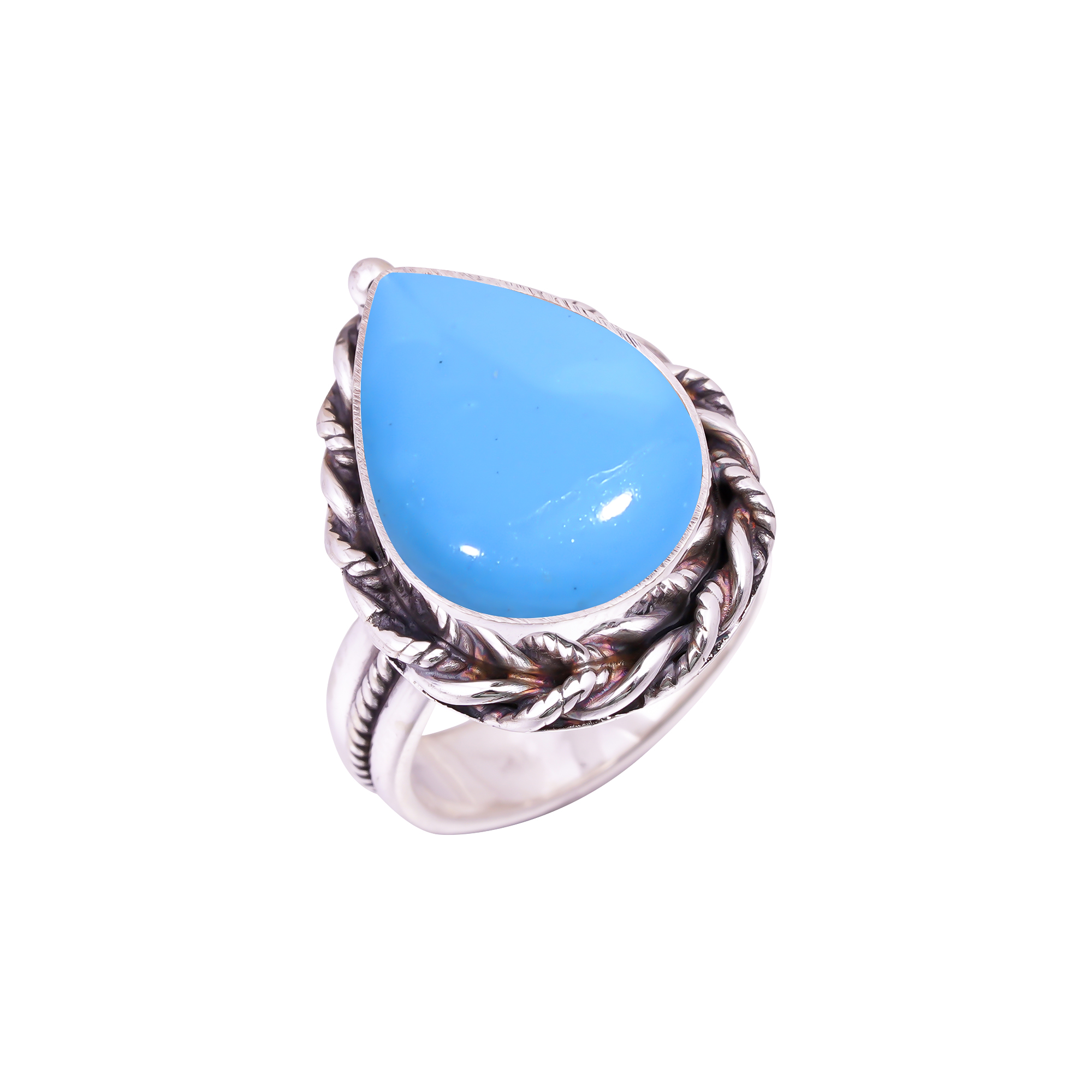 Sleeping Beauty Turquoise - Simulated Gemstone 925 Sterling Silver Ring