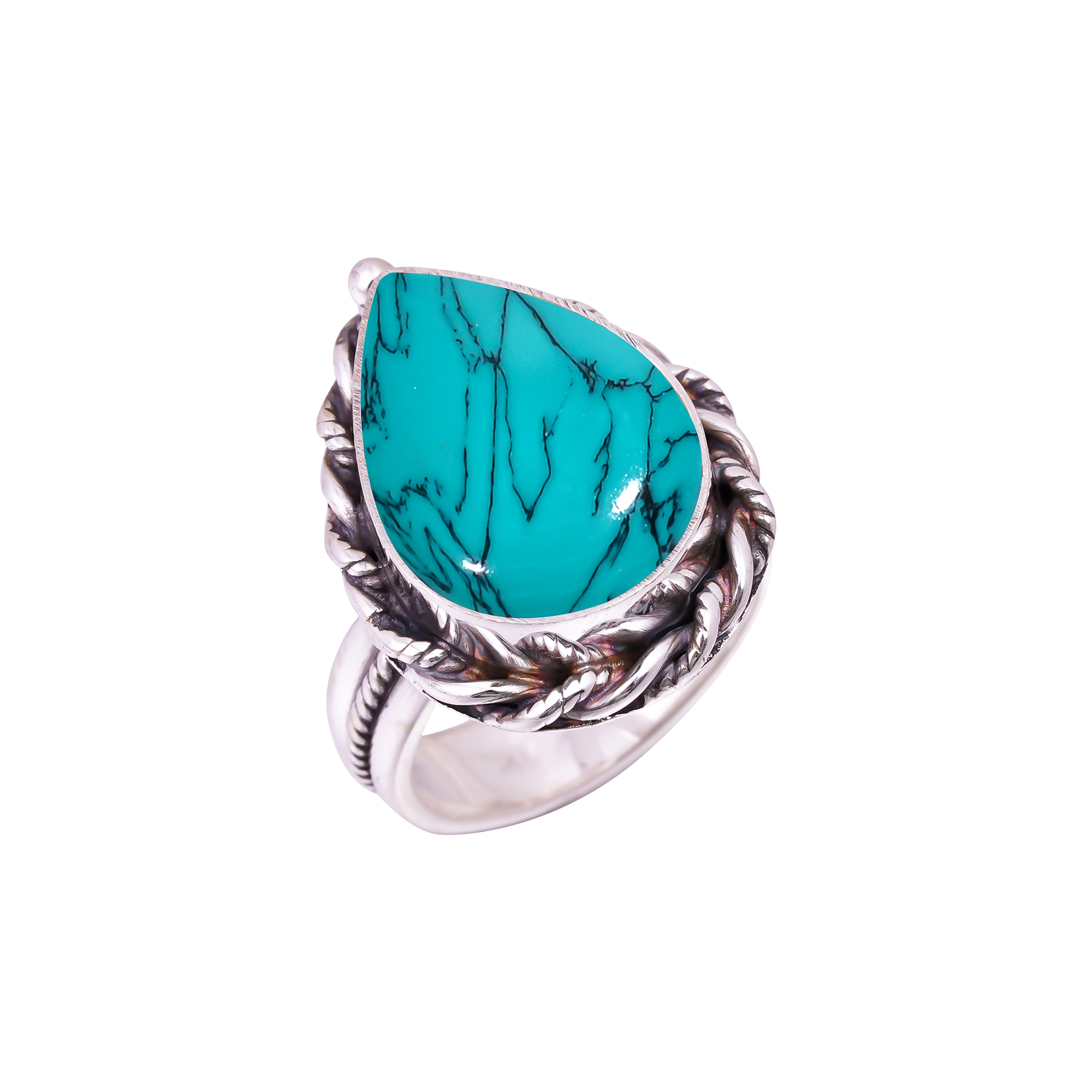 Santa Rosa Turquoise - Simulated Gemstone 925 Sterling Silver Ring