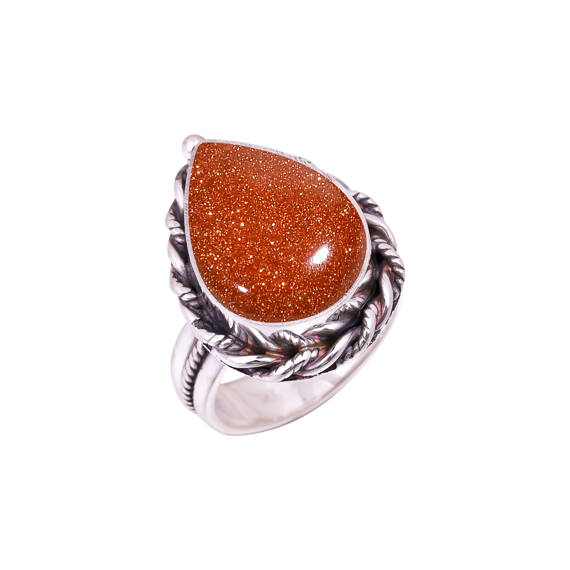 Golden Sunstone - Simulated Gemstone 925 Sterling Silver Ring