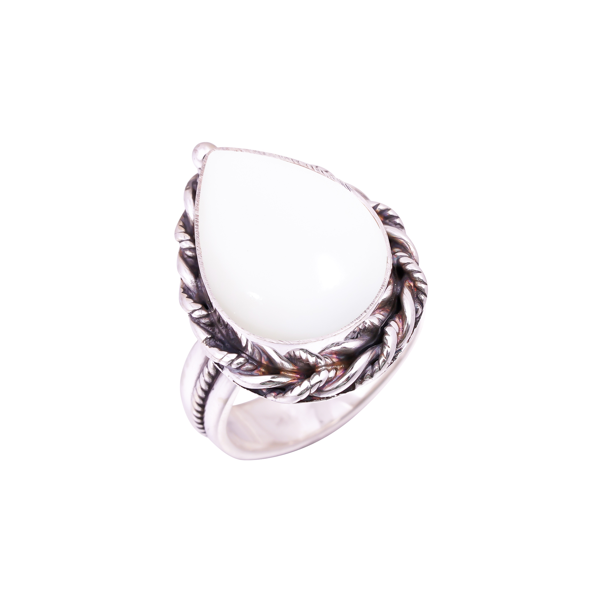 White Coral - Simulated Gemstone 925 Sterling Silver Ring