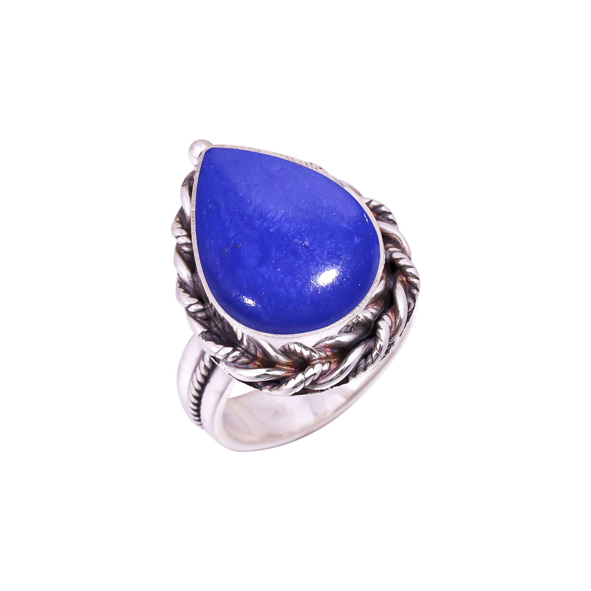 Lapis Lazuli - Simulated Gemstone 925 Sterling Silver Ring
