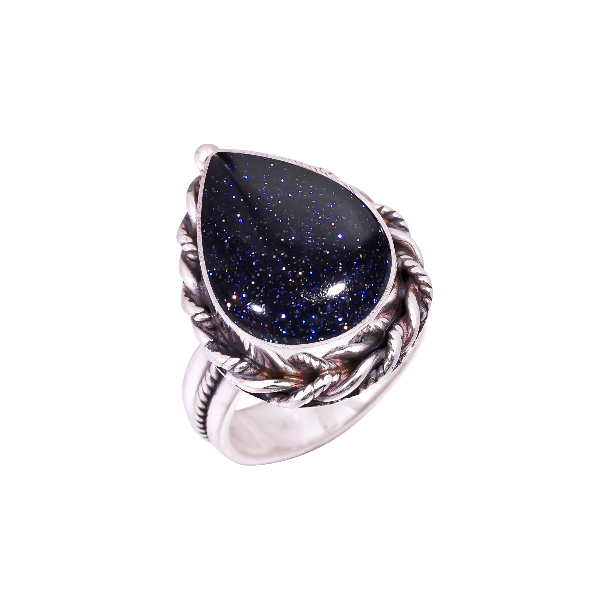 Blue Sunstone - Simulated Gemstone 925 Sterling Silver Ring