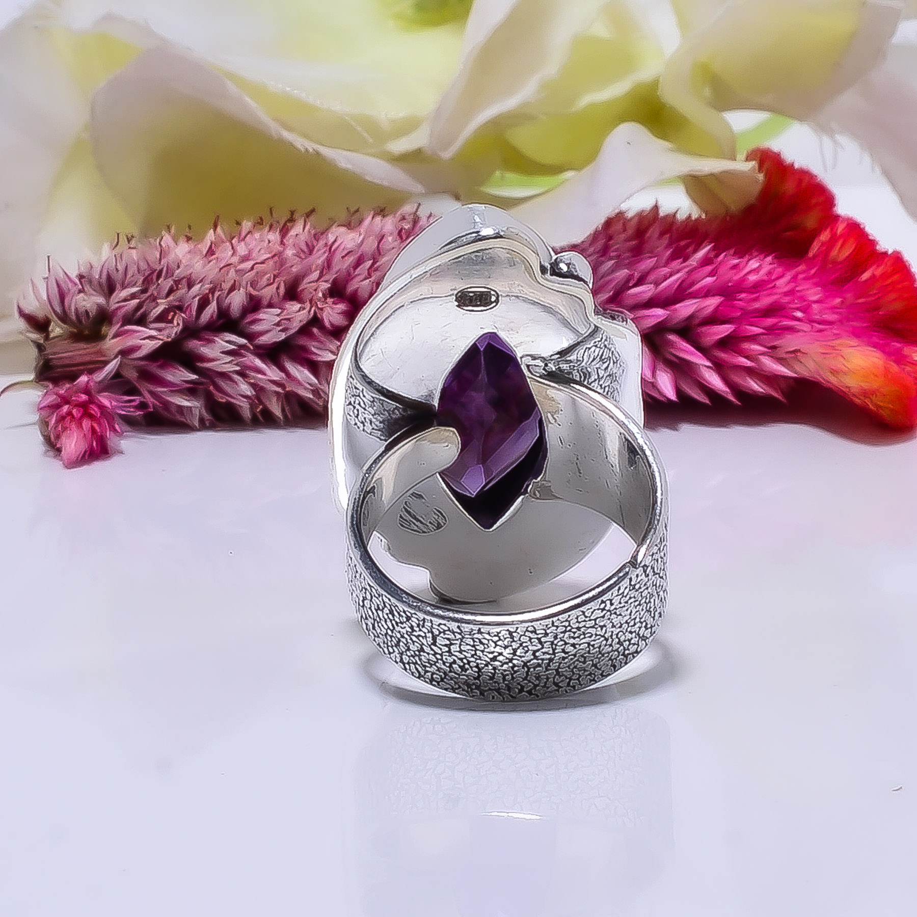 Purple Amethyst - Simulated Gemstone 925 Sterling Silver Ring