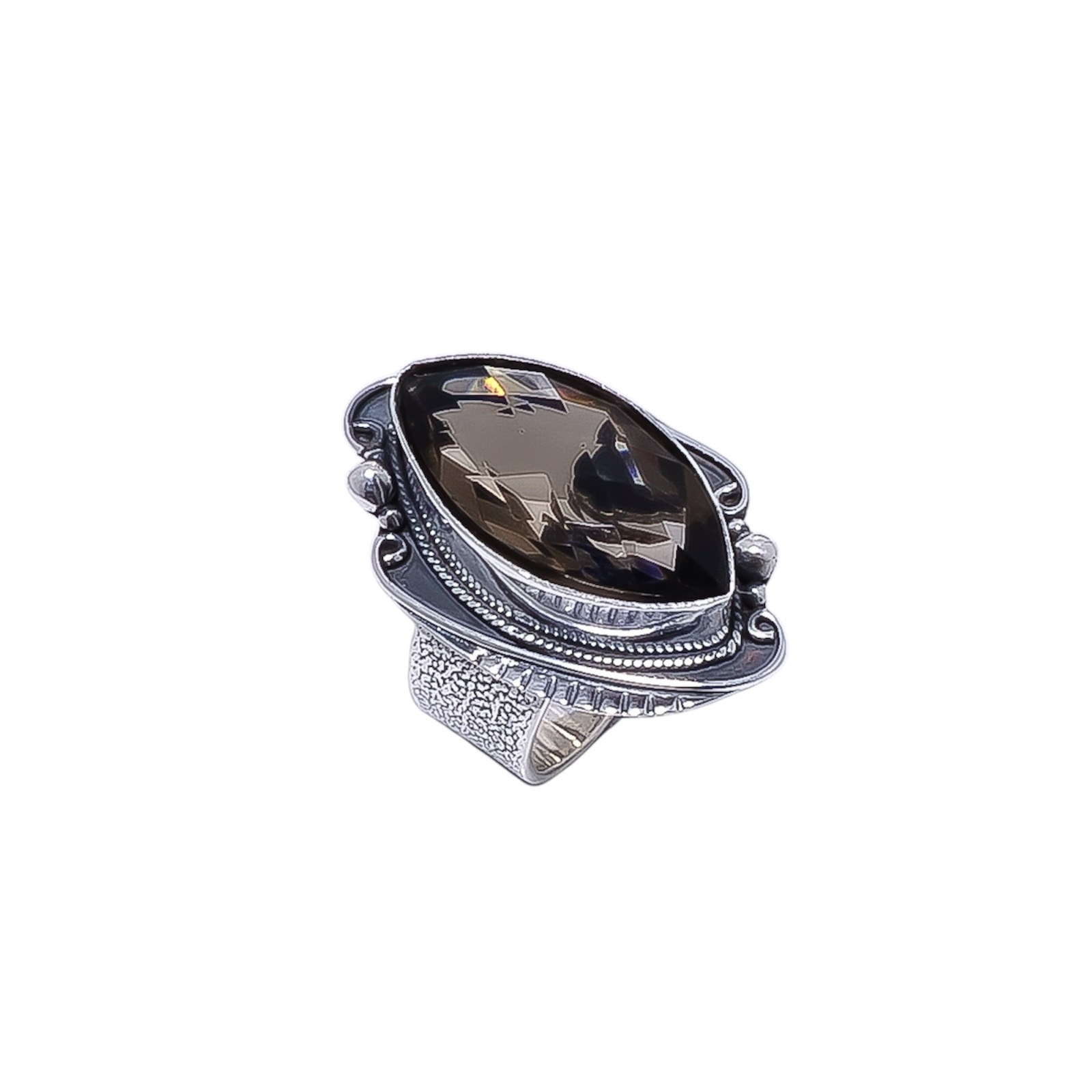 Smokey - Simulated Gemstone 925 Sterling Silver Ring