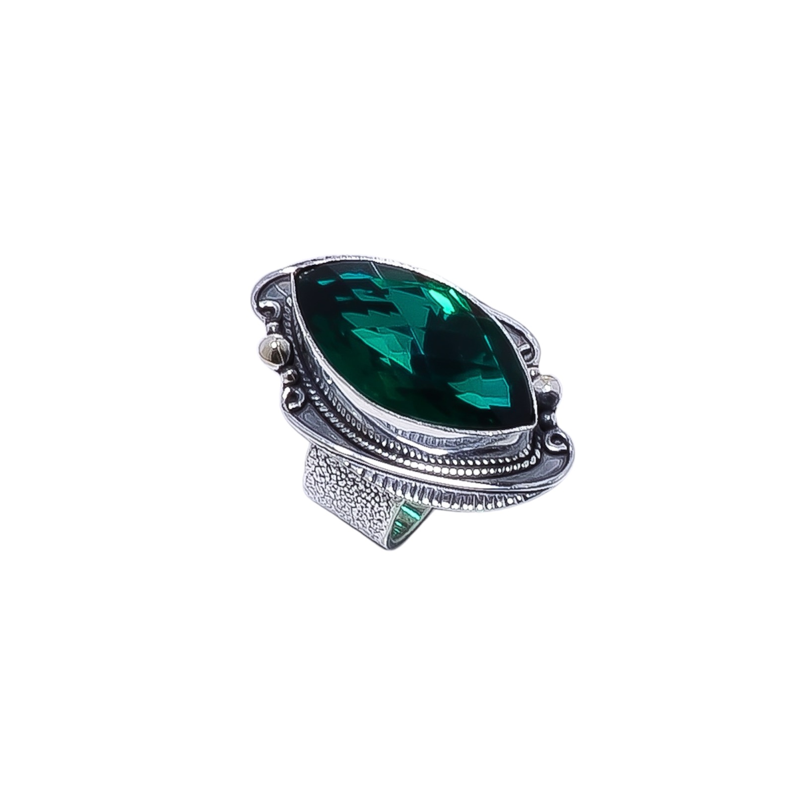 Chrome Diopside - Simulated Gemstone 925 Sterling Silver Ring