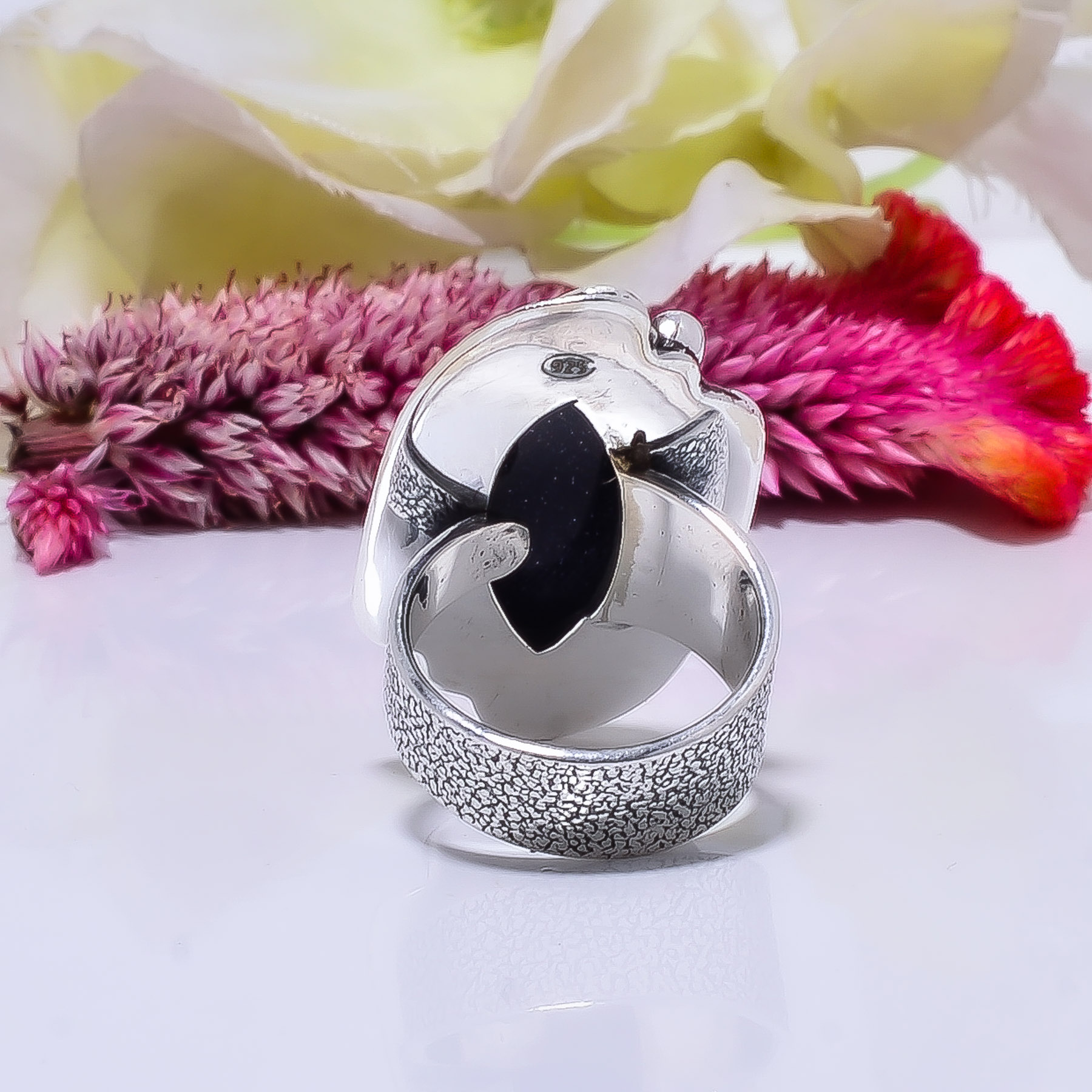 Blue Sunstone - Simulated Gemstone 925 Sterling Silver Ring