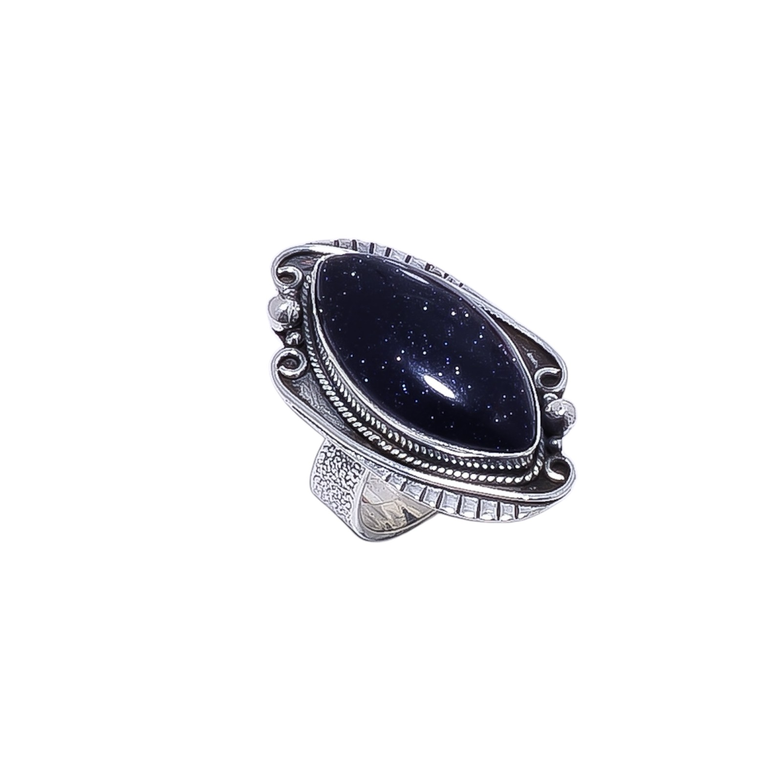 Blue Sunstone - Simulated Gemstone 925 Sterling Silver Ring