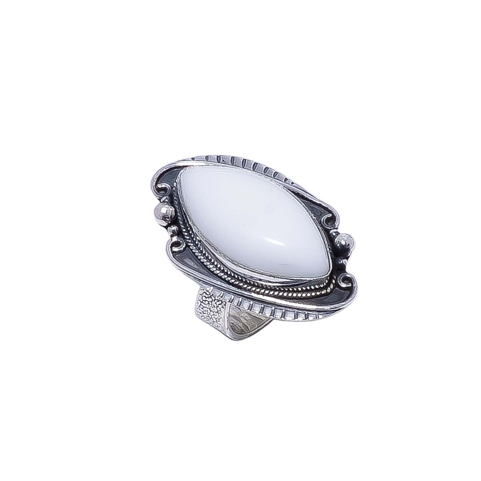 White Coral - Simulated Gemstone 925 Sterling Silver Ring