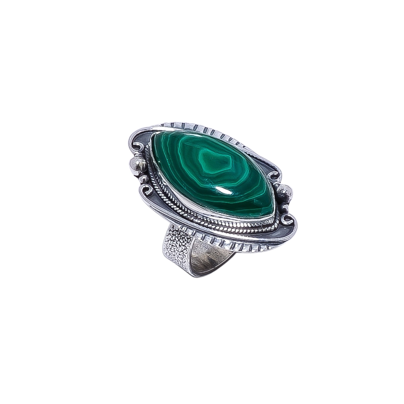 Malachite - Congo Gemstone 925 Sterling Silver Ring