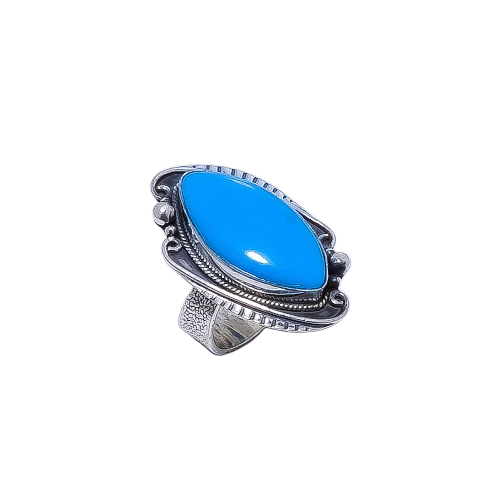 Sleeping Beauty Turquoise - Simulated Gemstone 925 Sterling Silver Ring