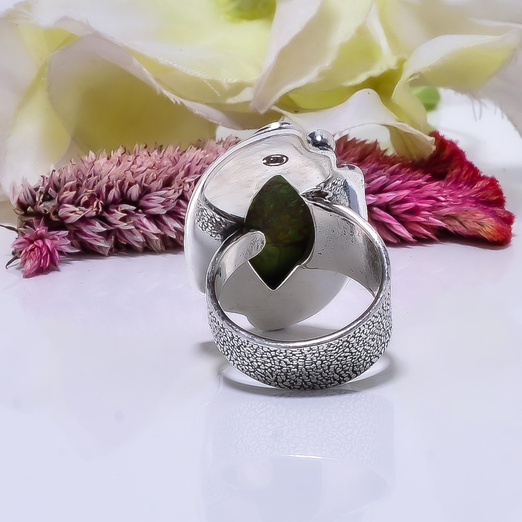 Copper Green Turquoise Gemstone 925 Sterling Silver Ring