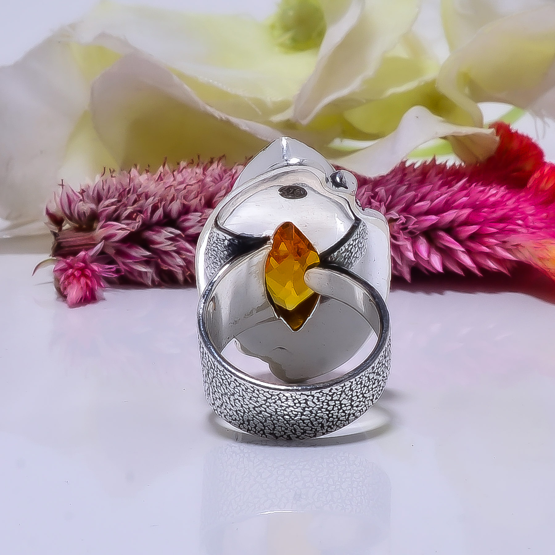 Citrine - Simulated Gemstone 925 Sterling Silver Ring