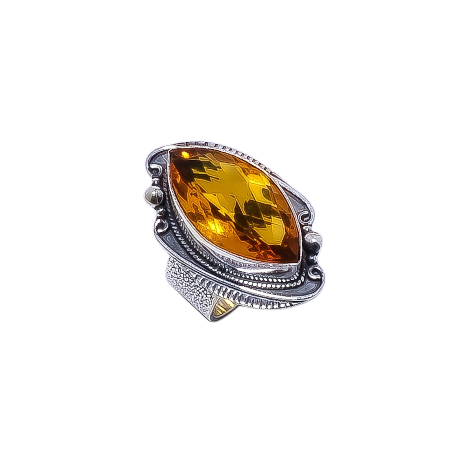 Citrine - Simulated Gemstone 925 Sterling Silver Ring