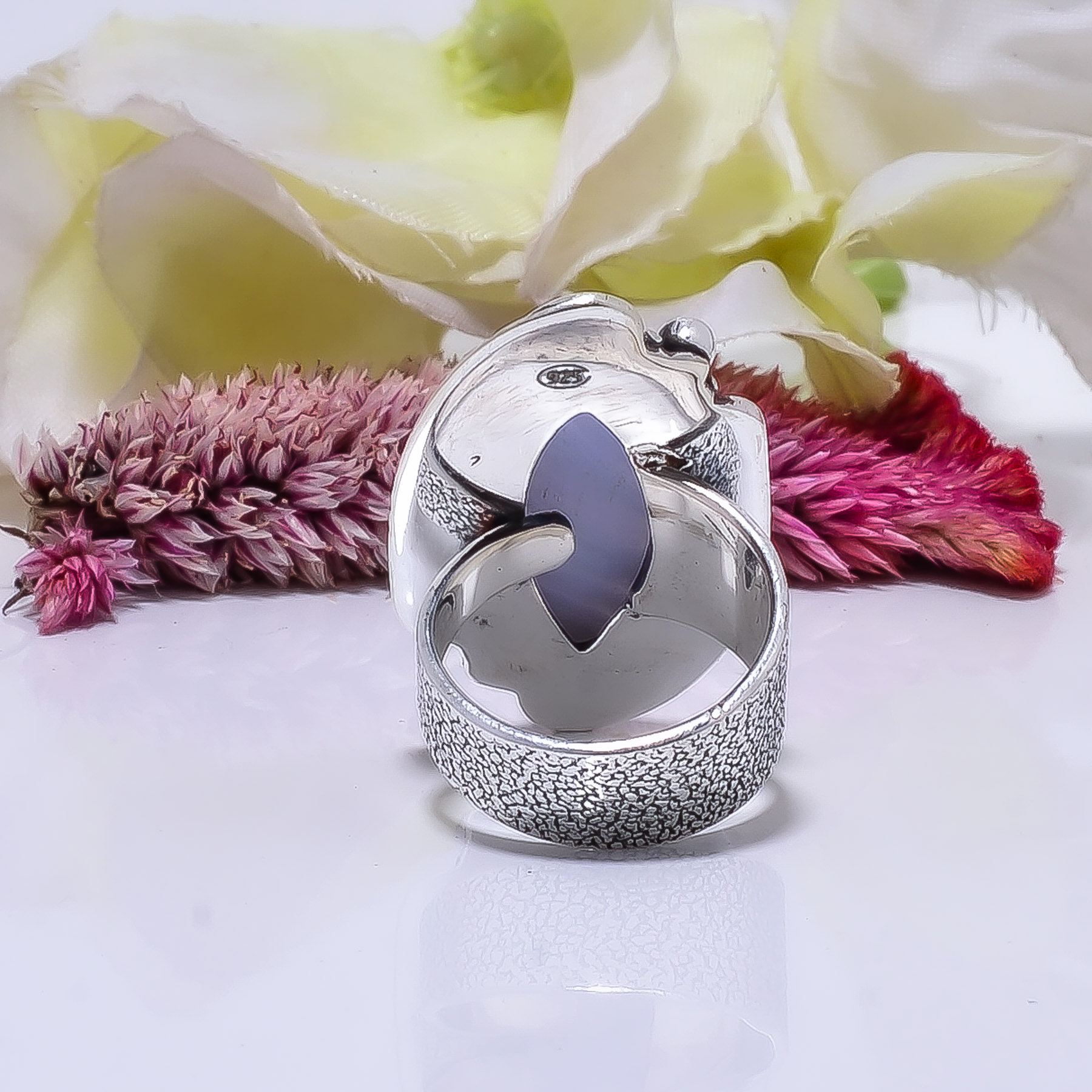 Blue Lace Agate - Namibia Gemstone 925 Sterling Silver Ring