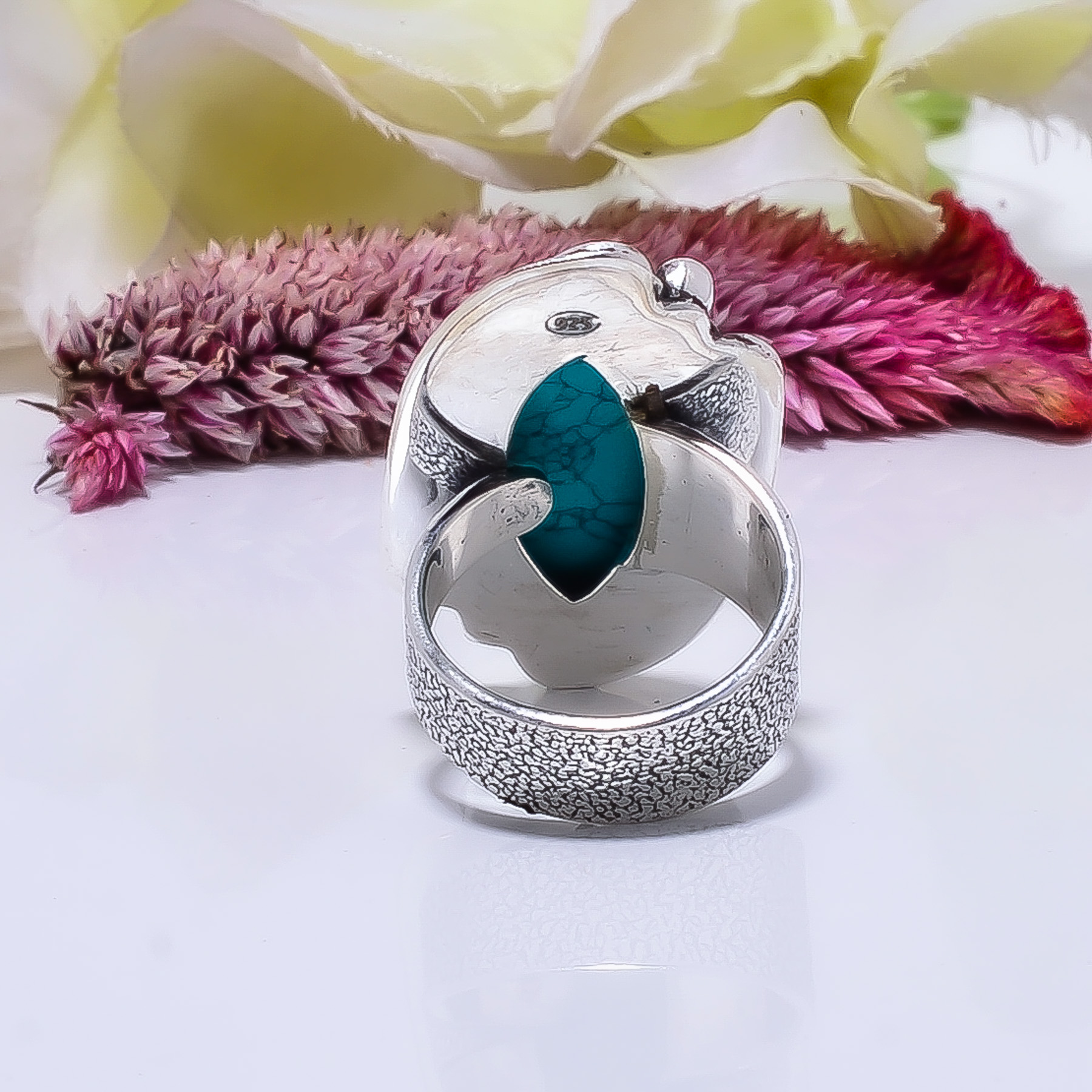 Santa Rosa Turquoise - Simulated Gemstone 925 Sterling Silver Ring