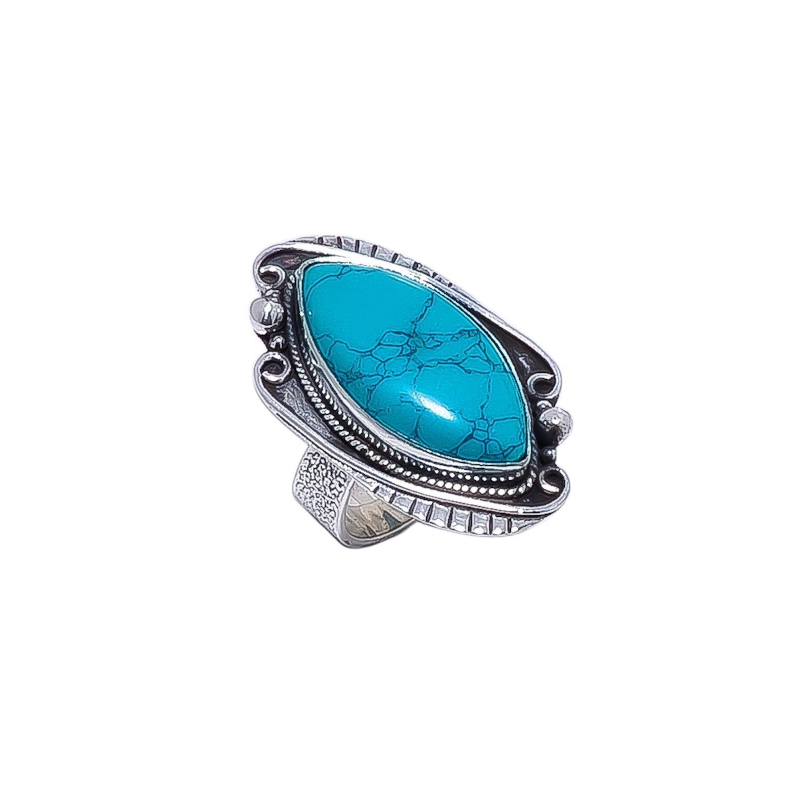 Santa Rosa Turquoise - Simulated Gemstone 925 Sterling Silver Ring