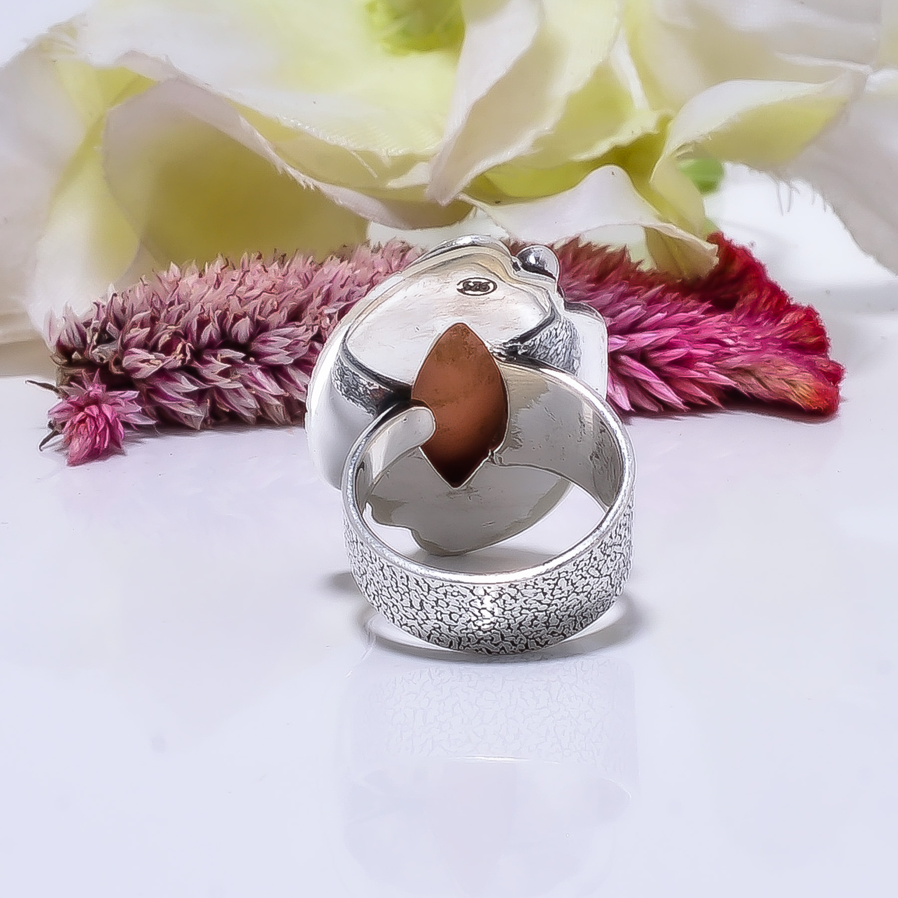 Pink Opal - Simulated Gemstone 925 Sterling Silver Ring