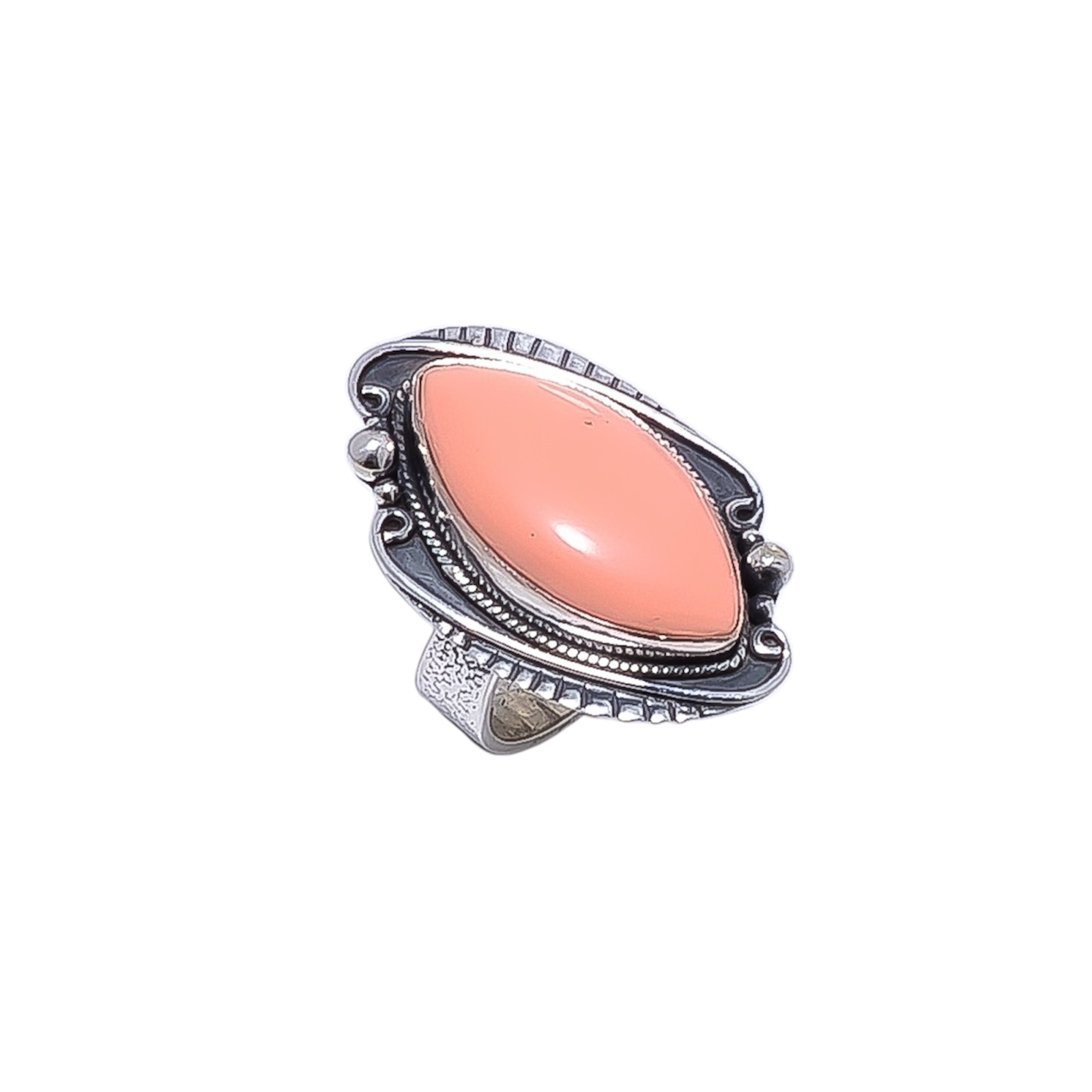 Pink Opal - Simulated Gemstone 925 Sterling Silver Ring