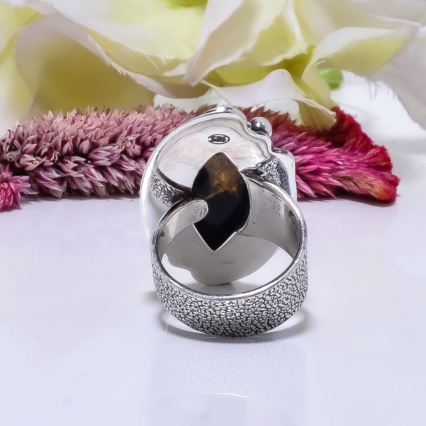 Copper Black Turquoise - Simulated Gemstone 925 Sterling Silver Ring
