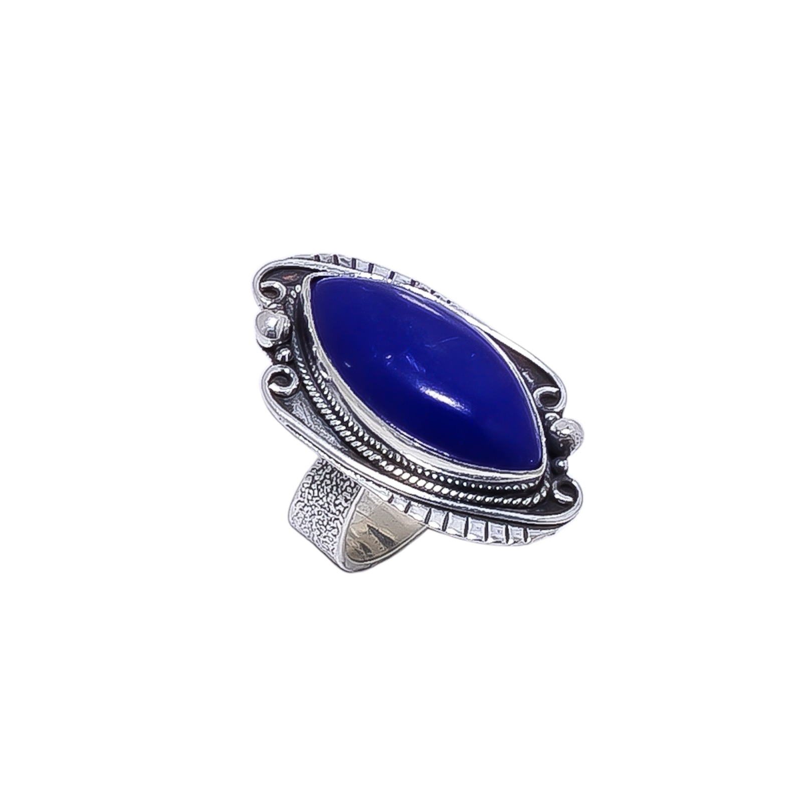 Lapis Lazuli - Simulated Gemstone 925 Sterling Silver Ring