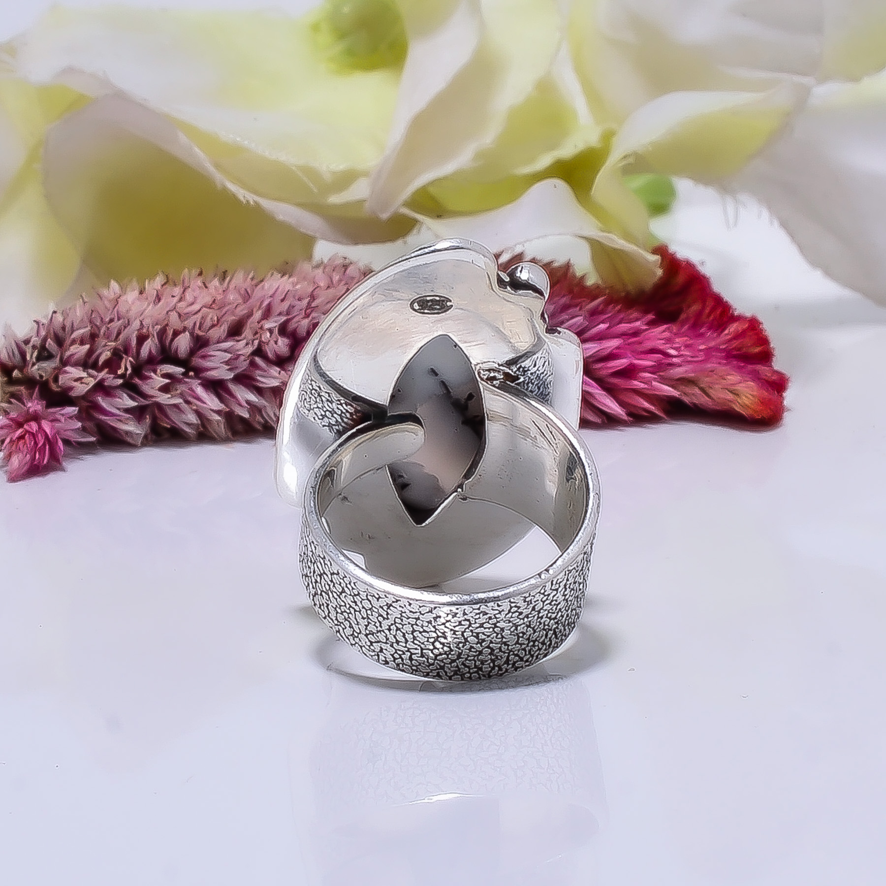 Dendritic Agate - Brazil Gemstone 925 Sterling Silver Ring