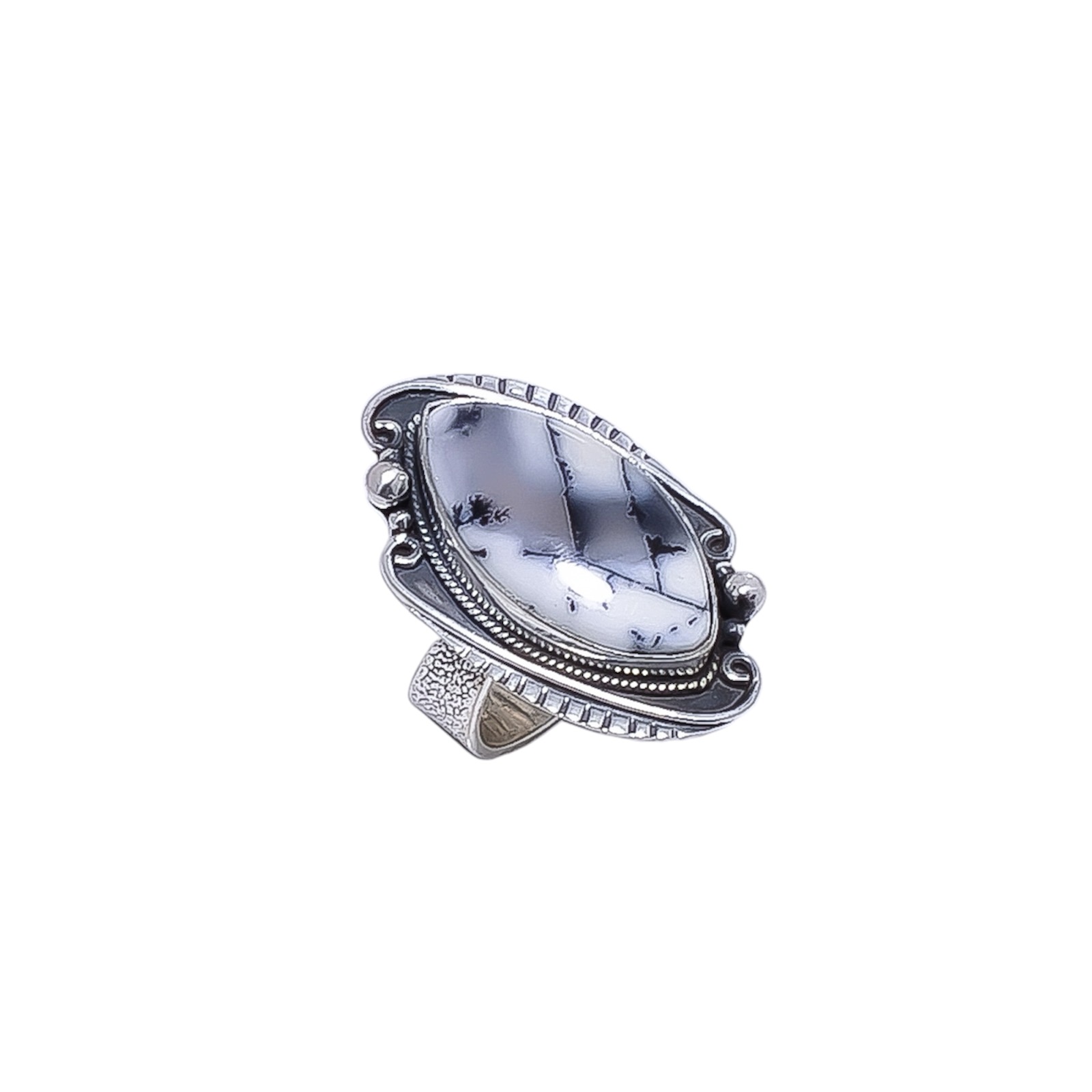 Dendritic Agate - Brazil Gemstone 925 Sterling Silver Ring