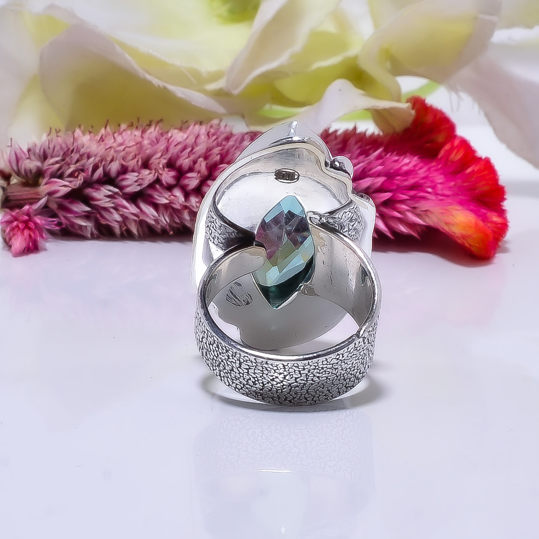 Apatite - Simulated Gemstone 925 Sterling Silver Ring