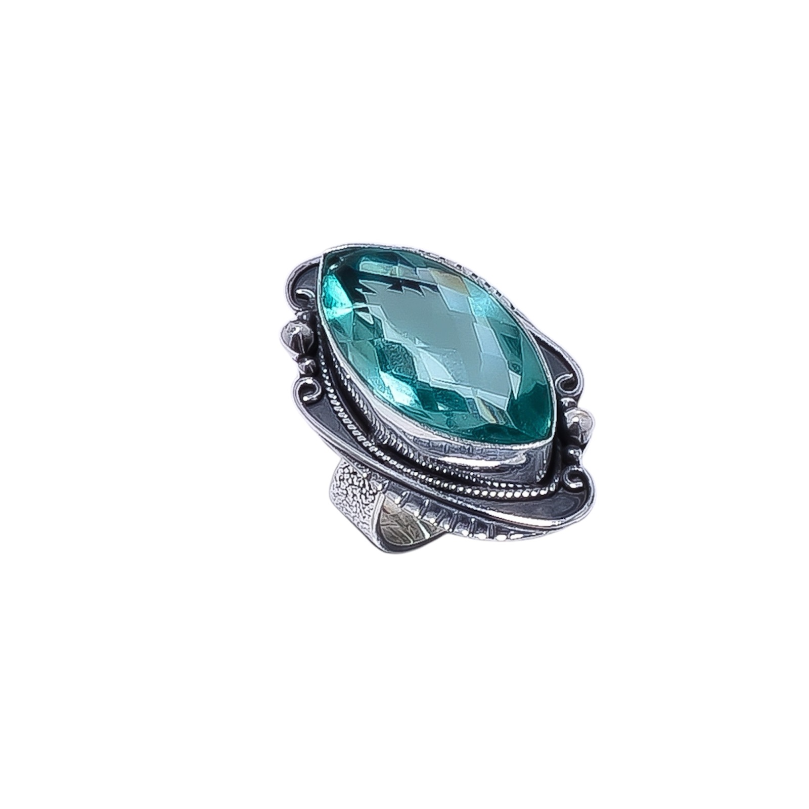 Apatite - Simulated Gemstone 925 Sterling Silver Ring