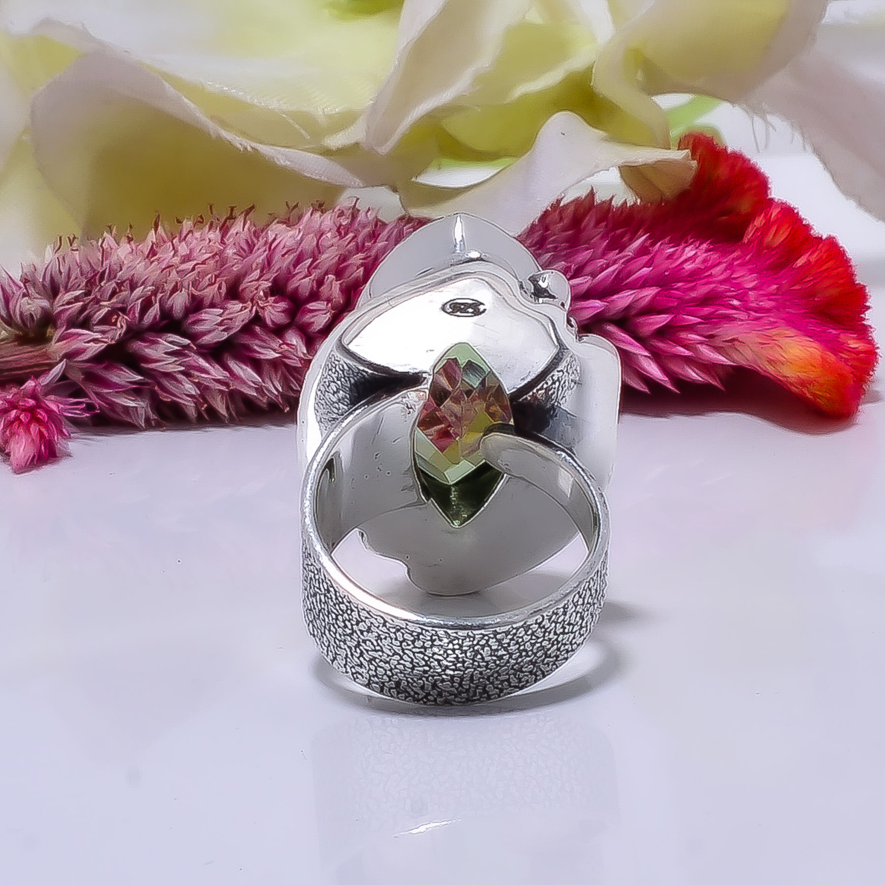 Green Amethyst - Simulated Gemstone 925 Sterling Silver Ring