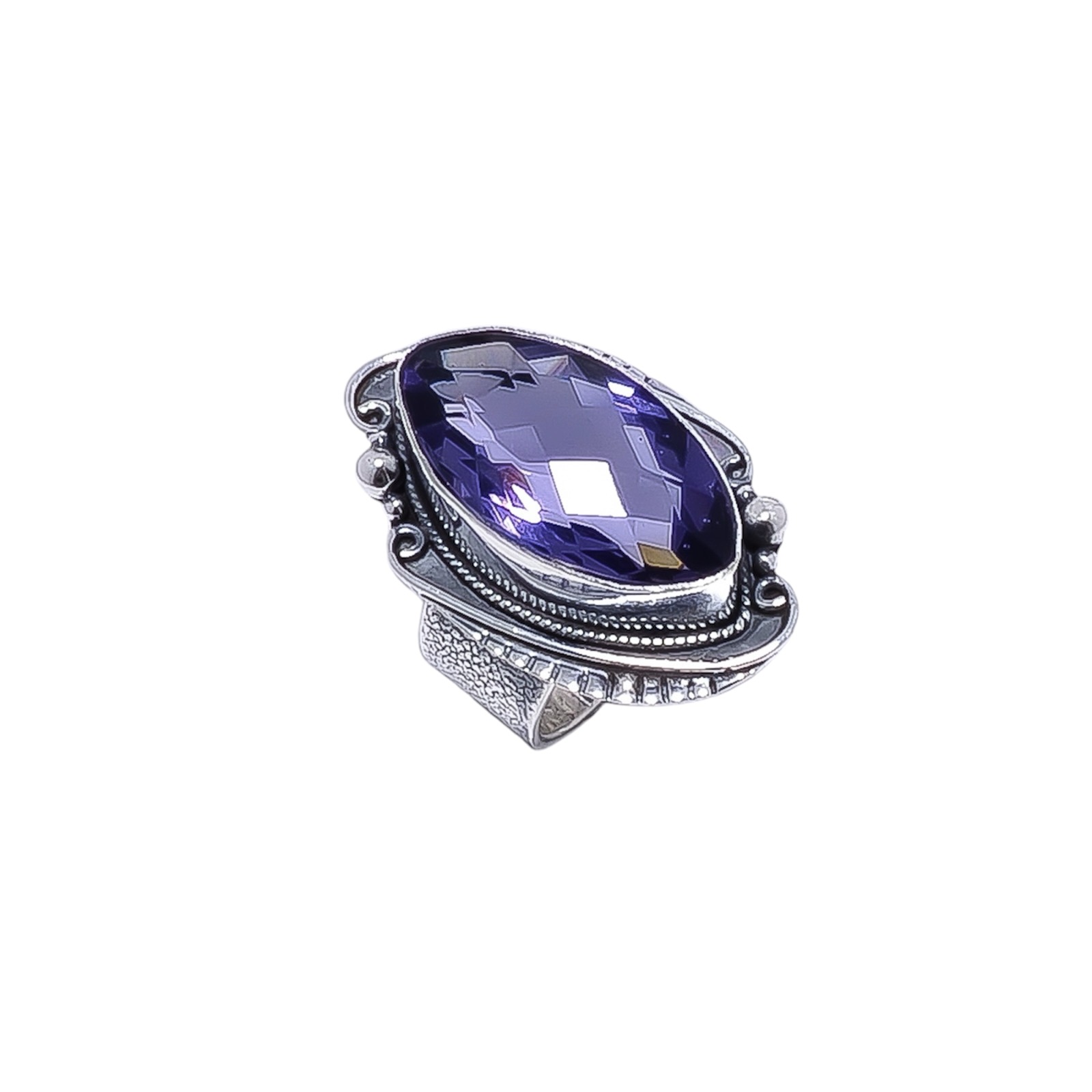 Iolite - Simulated Gemstone 925 Sterling Silver Ring