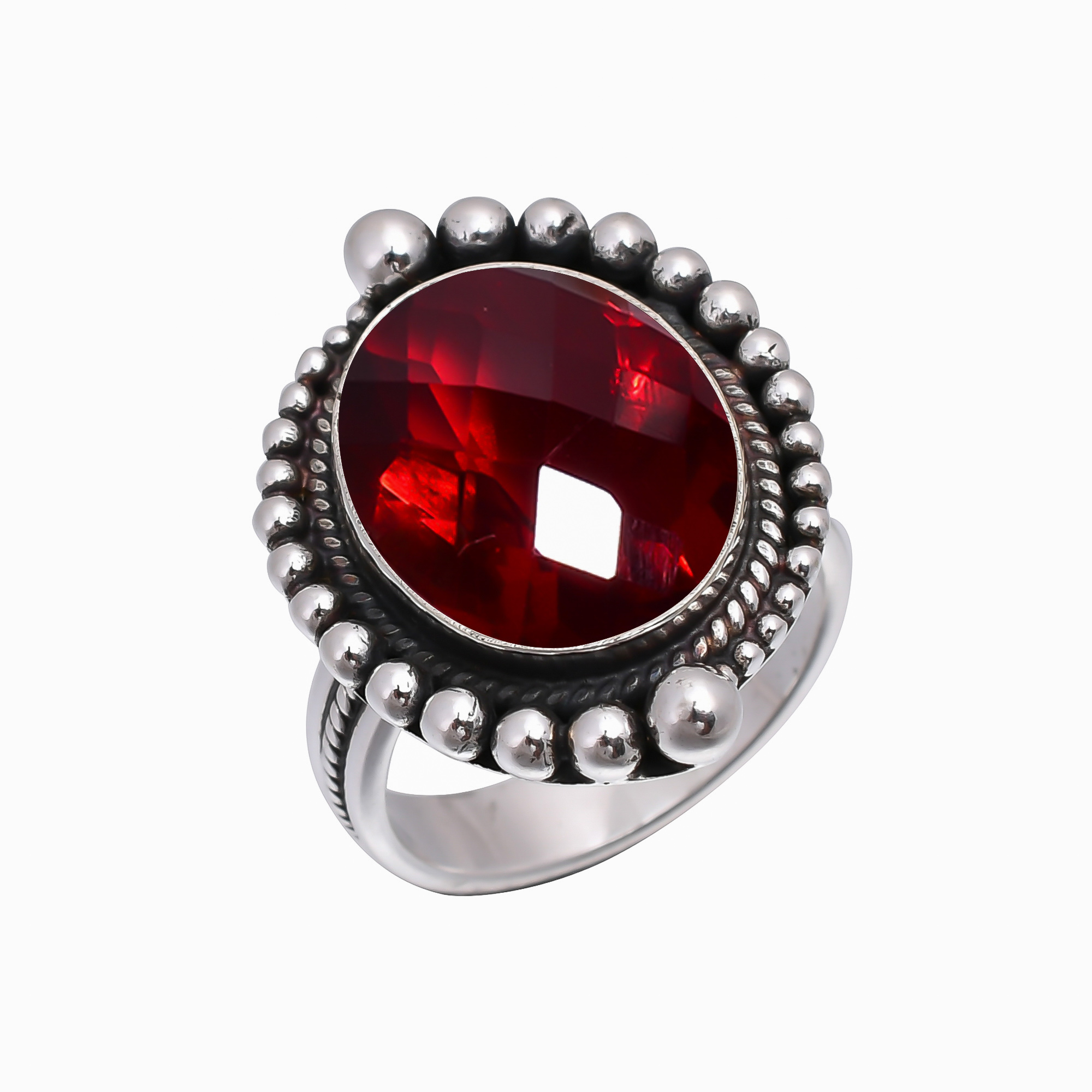 Red Garnet - Simulated 925 Sterling Silver Ring